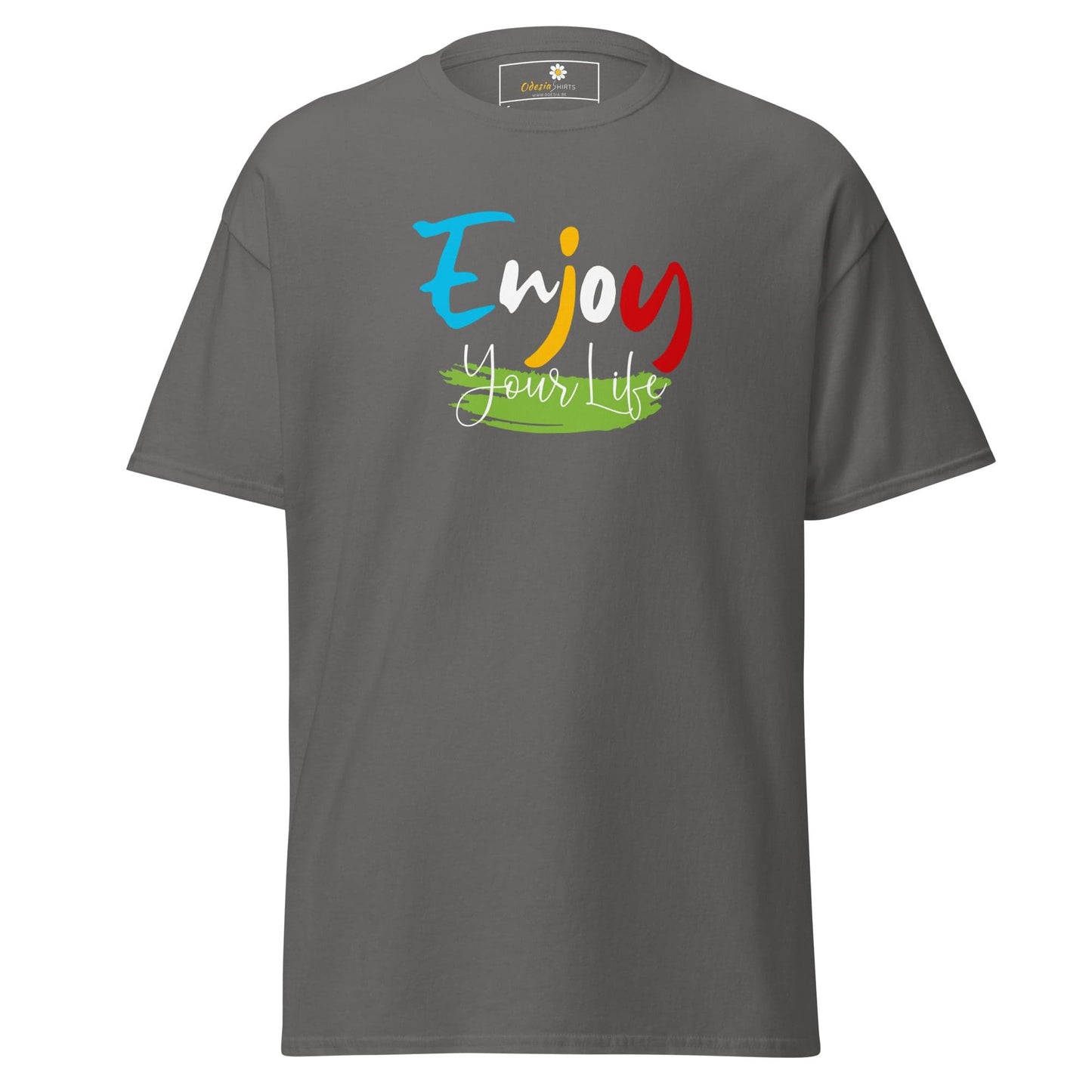 Unisex classic t-shirt - POSITIVE ENJOY YOUR LIFE - REGULAR - Charcoal / S