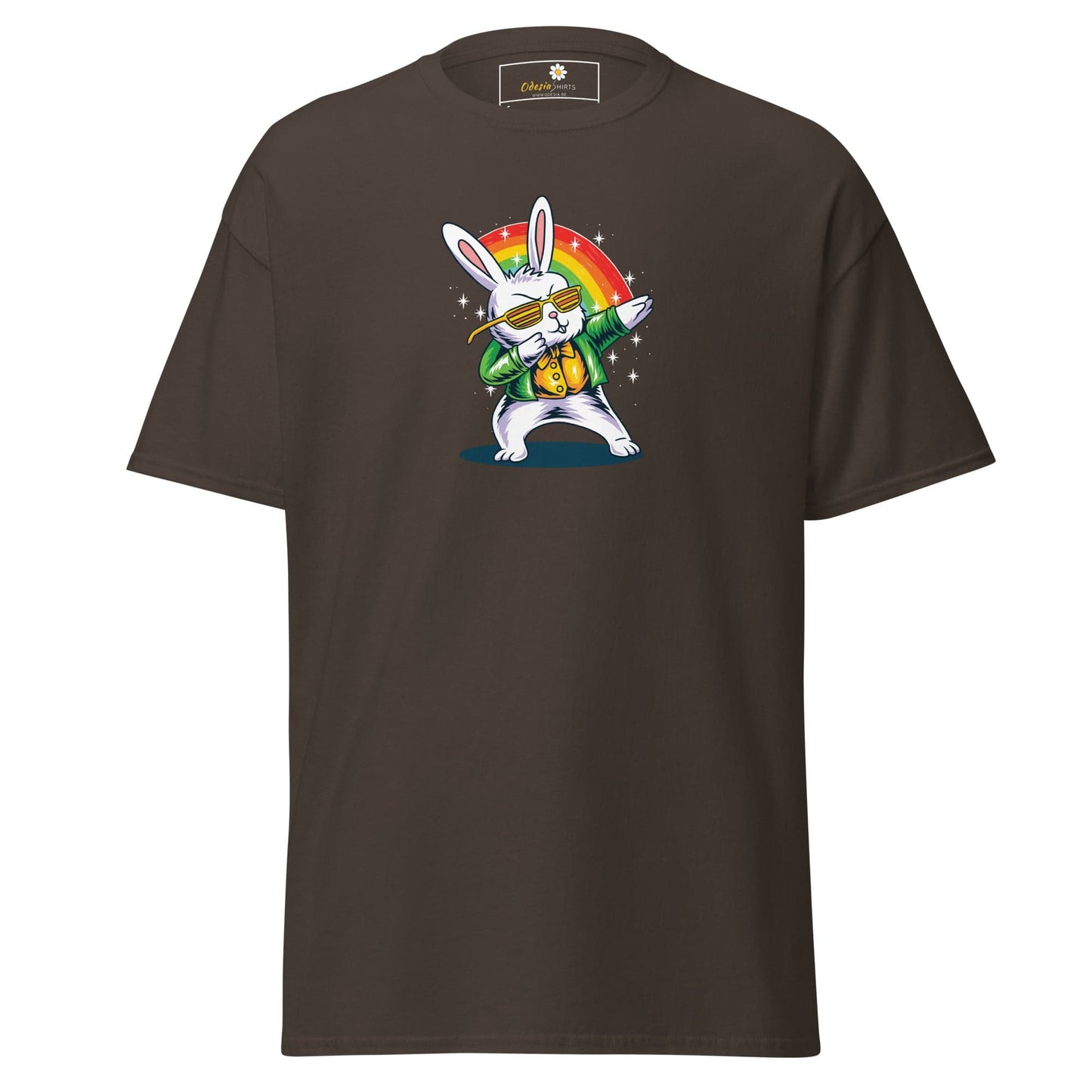 Unisex classic t-shirt - FUN DANCING RABBIT - REGULAR - Dark Chocolate / S