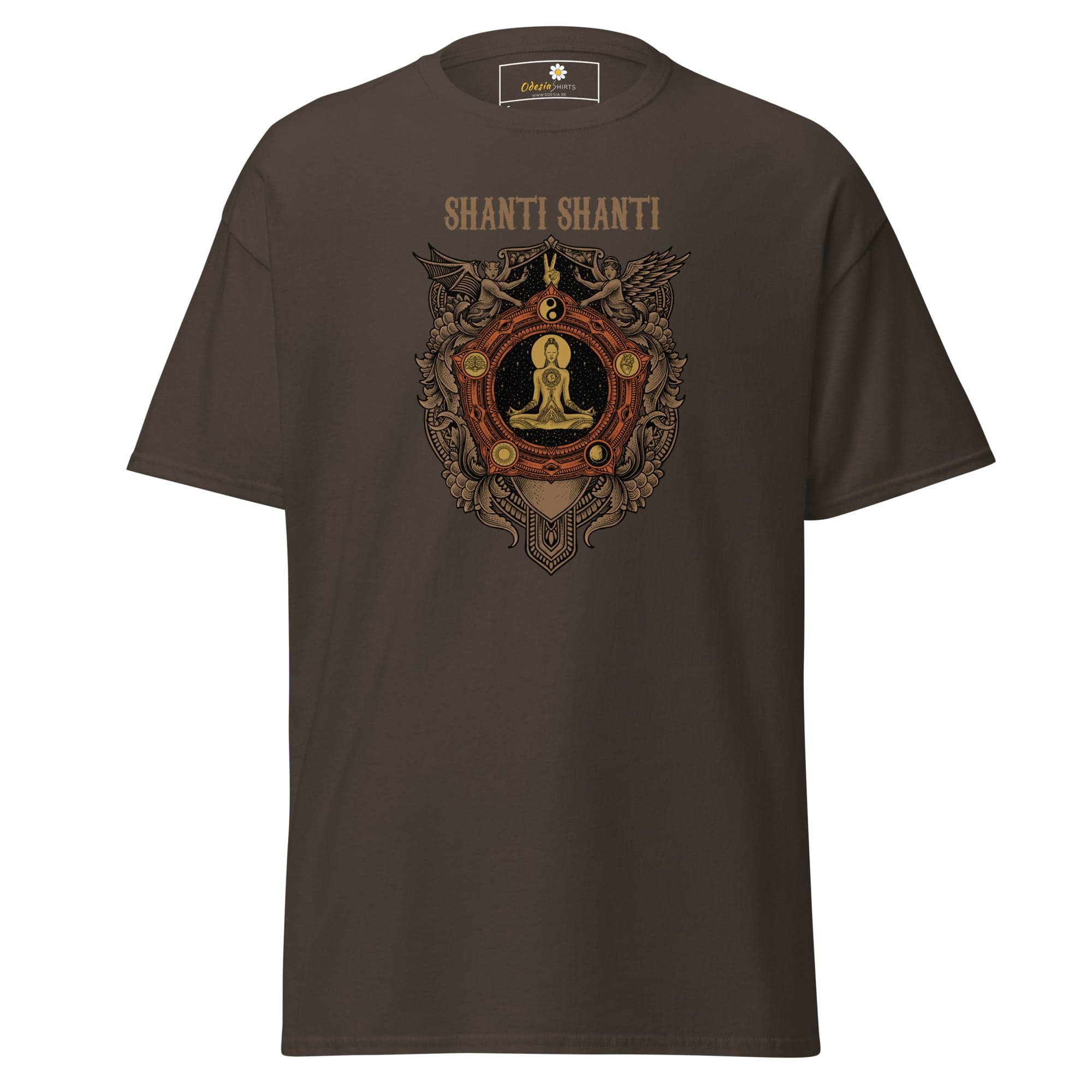 Unisex classic t-shirt - SPIRITUAL SHANTI SHANTI - REGULAR - Dark Chocolate / S