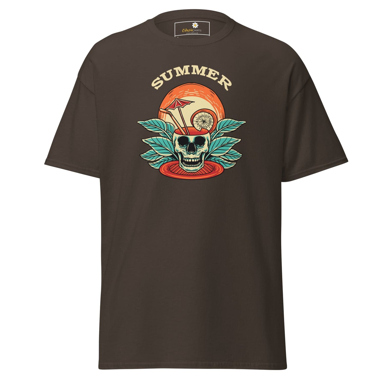 Unisex classic t-shirt - SKULL SUMMER DRINK - REGULAR - Dark Chocolate / S