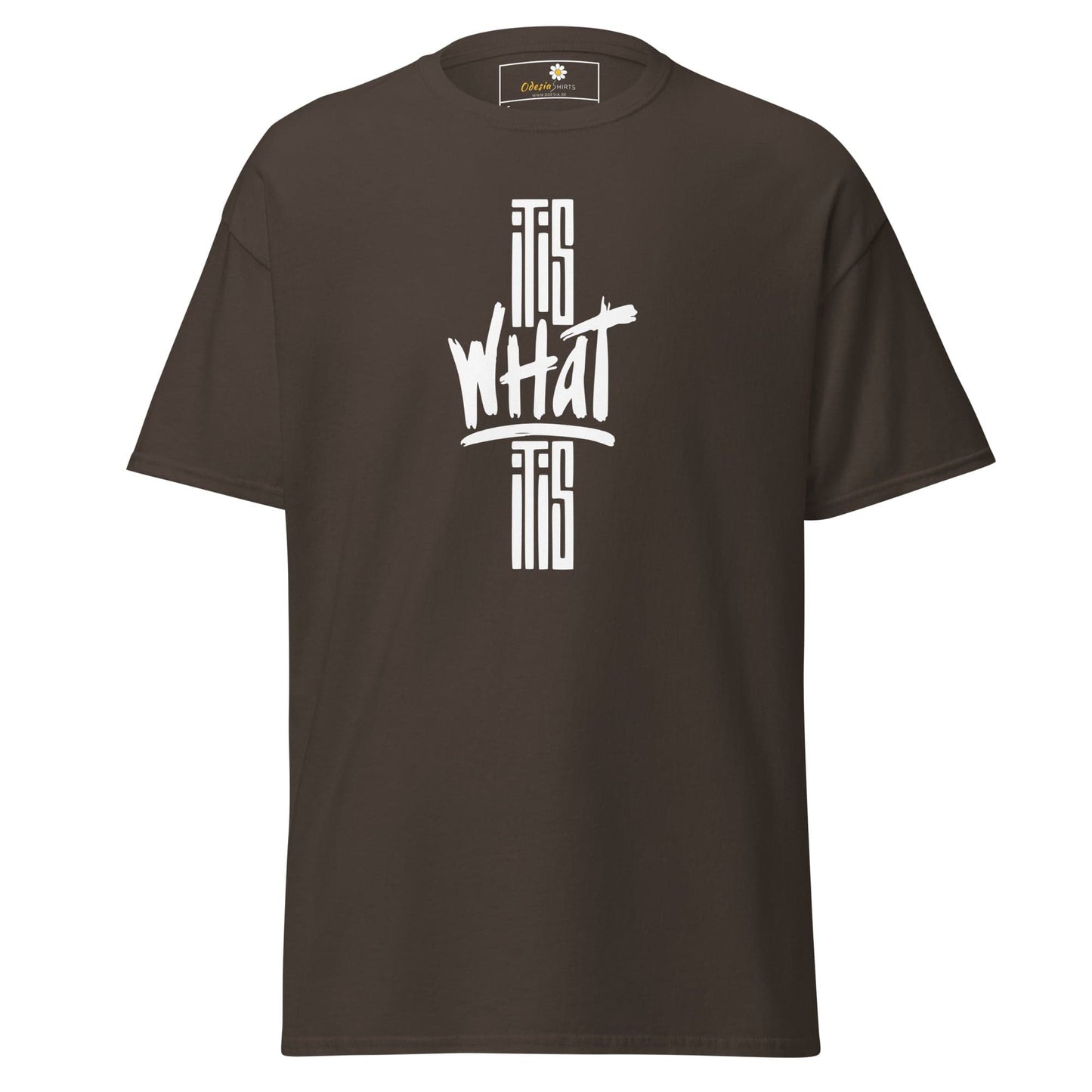 Unisex classic t-shirt - TEXT WHAT IT IS - REGULAR - Dark Chocolate / S