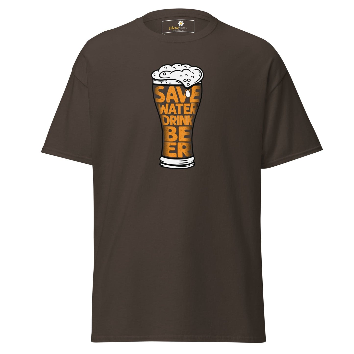 Unisex classic t-shirt - FUN SAVE WATER DRINK BEER - REGULAR - Dark Chocolate / S