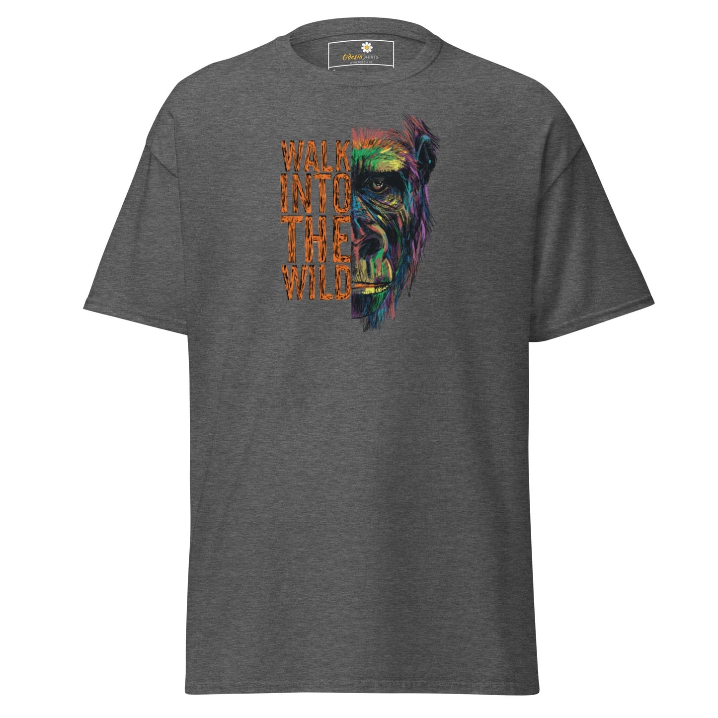 Gray T-Shirt with Colorful Gorilla Graphic for Men and Women in Sizes S to XL