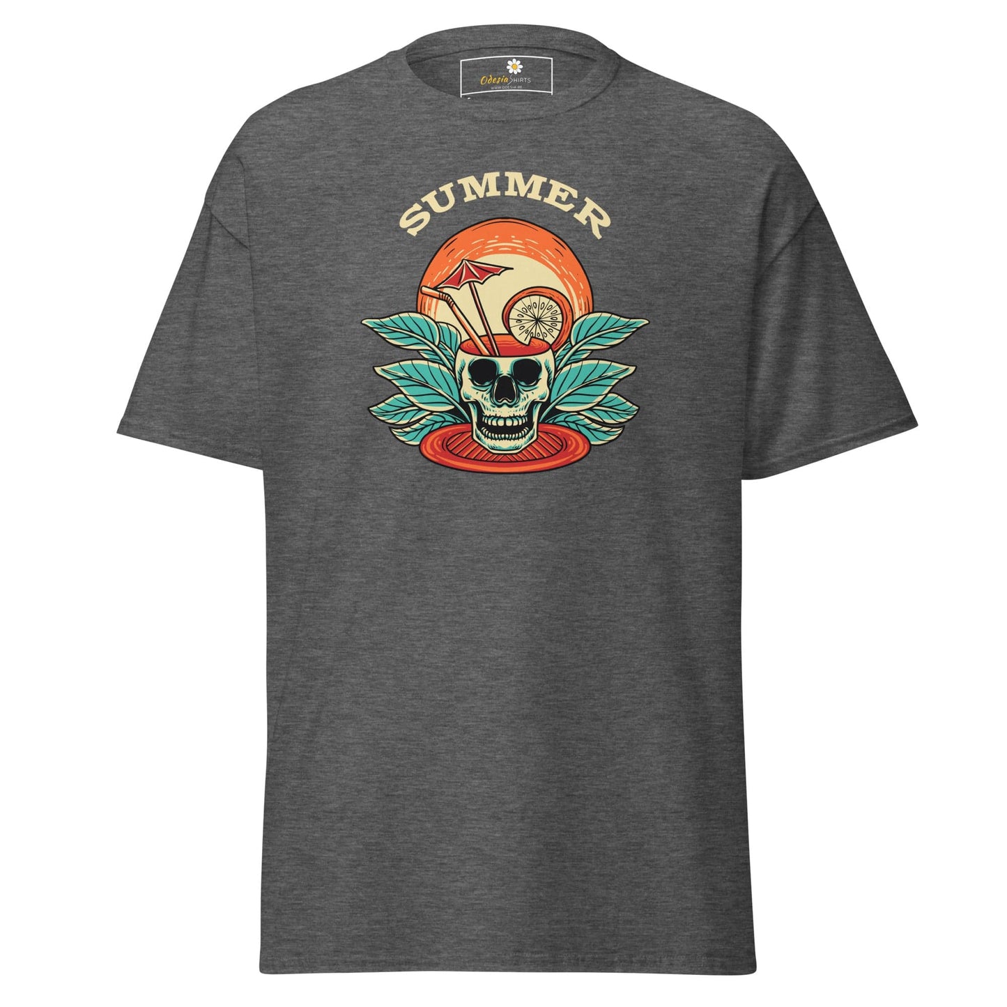 Unisex classic t-shirt - SKULL SUMMER DRINK - REGULAR - Dark Heather / S
