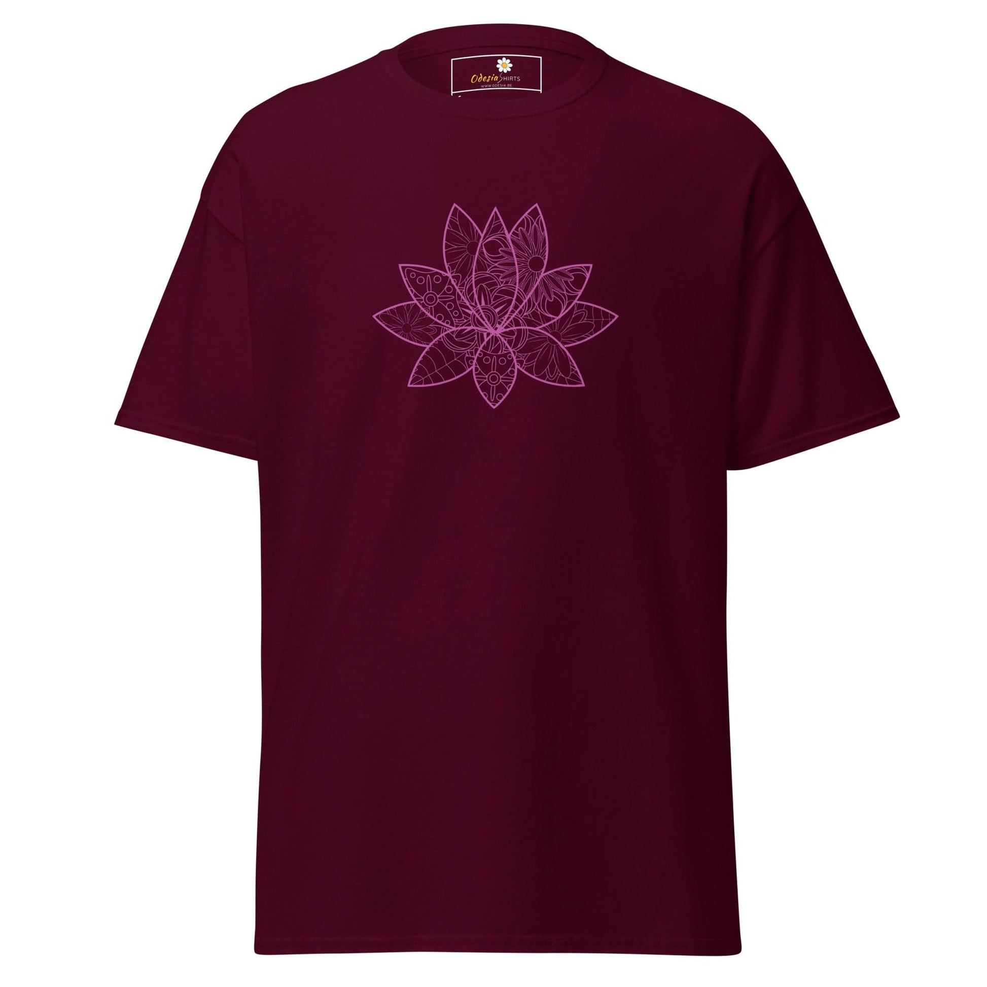 Unisex classic t-shirt - NATURE SPIRITUAL LOTUS FLOWER - REGULAR - Maroon / S
