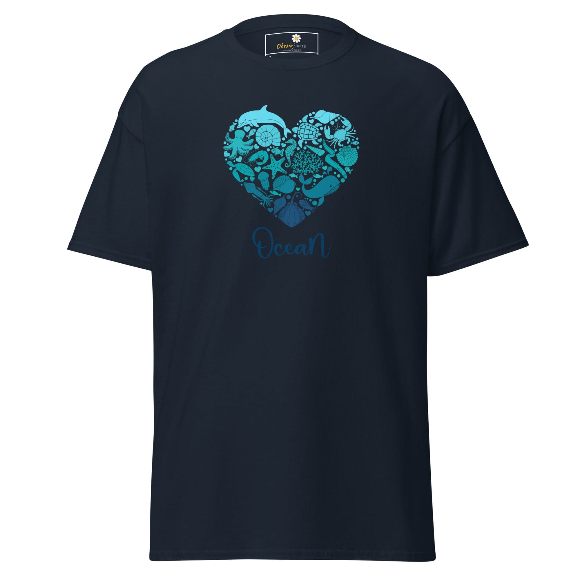 Unisex classic t-shirt - FANTASY SEALIFE HEART OCEAN - REGULAR - Navy / S