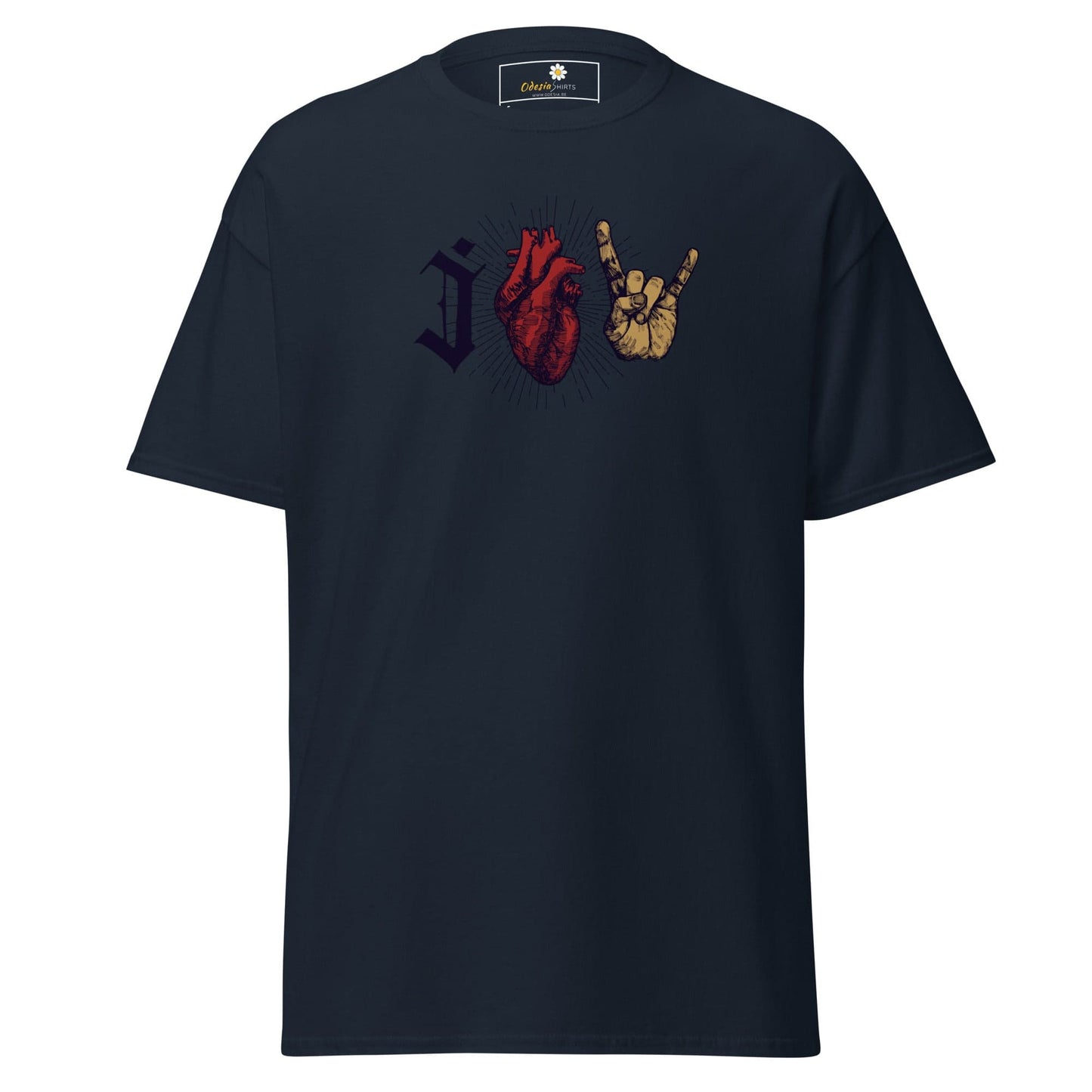 Unisex classic t-shirt - MUSIC I LOVE ROCK AND ROLL - REGULAR - Navy / S