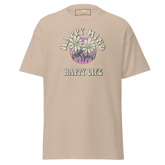 Unisex classic t-shirt - POSITIVE HAPPY MIND LIFE - REGULAR - Sand / S