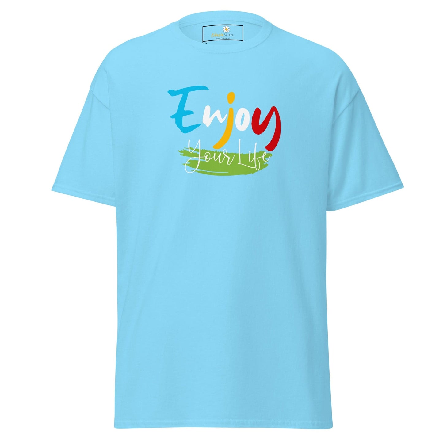 Unisex classic t-shirt - POSITIVE ENJOY YOUR LIFE - REGULAR - Sky / S