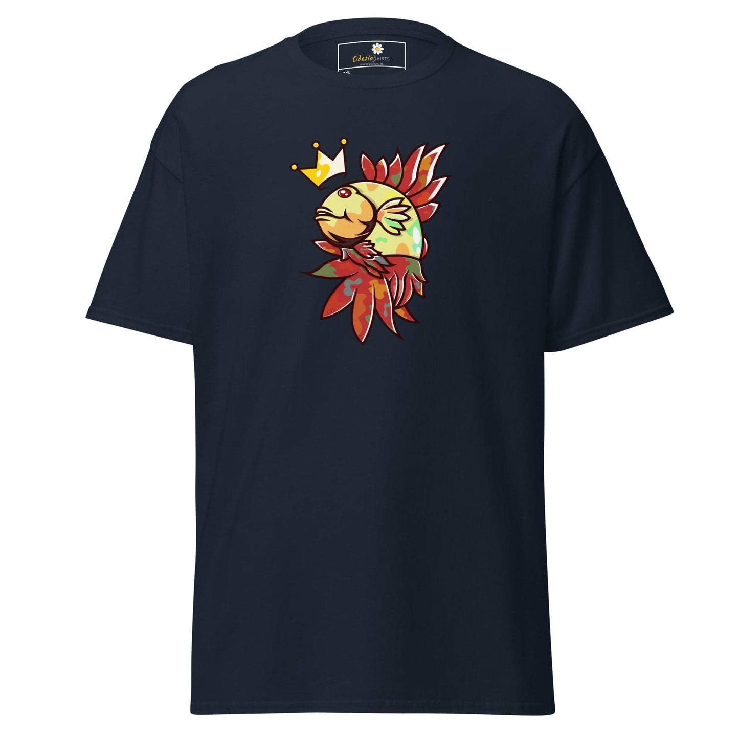 Navy blue T-shirt with fish graphic for Men and Women in 2XL to 5XL sizes