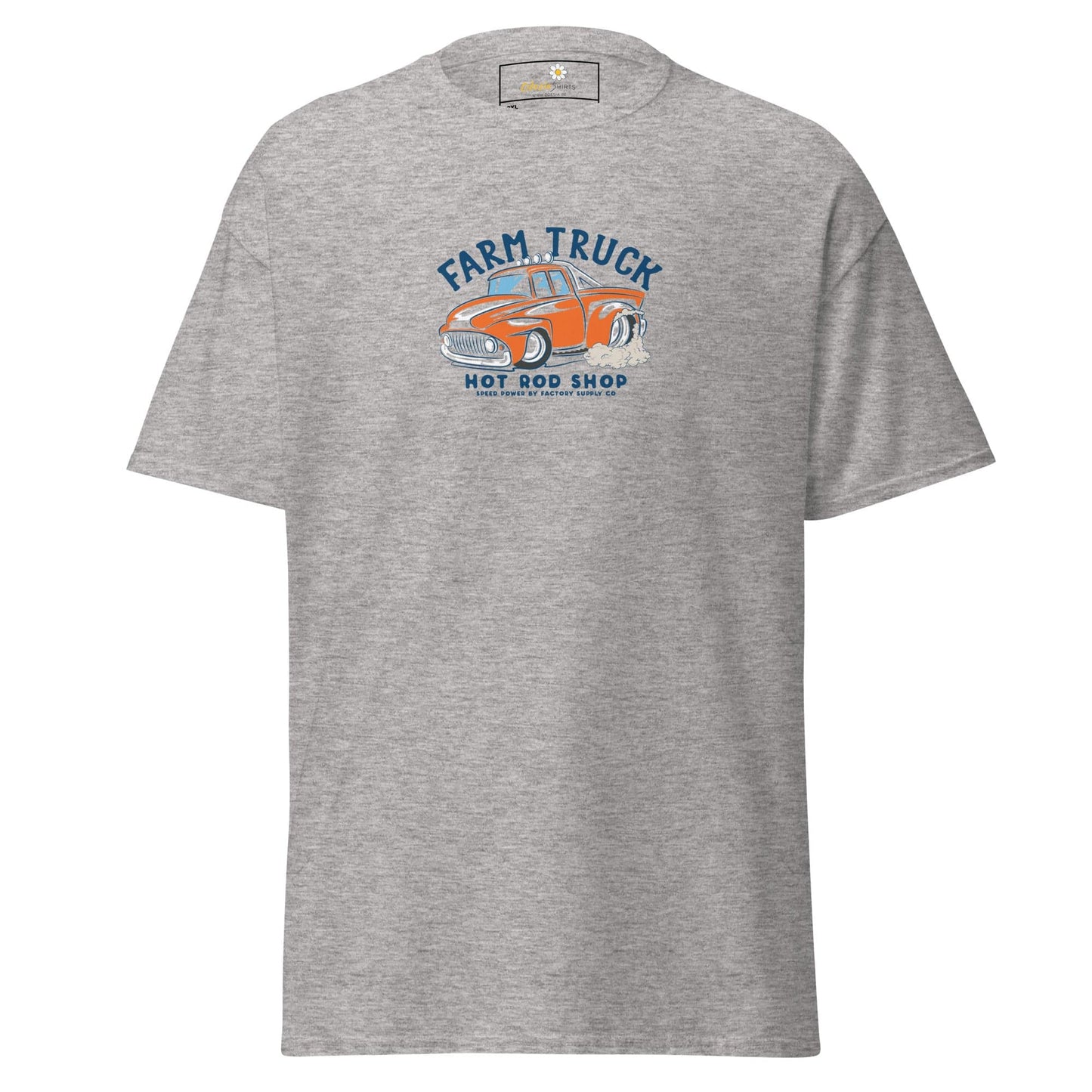 Gray t-shirt.