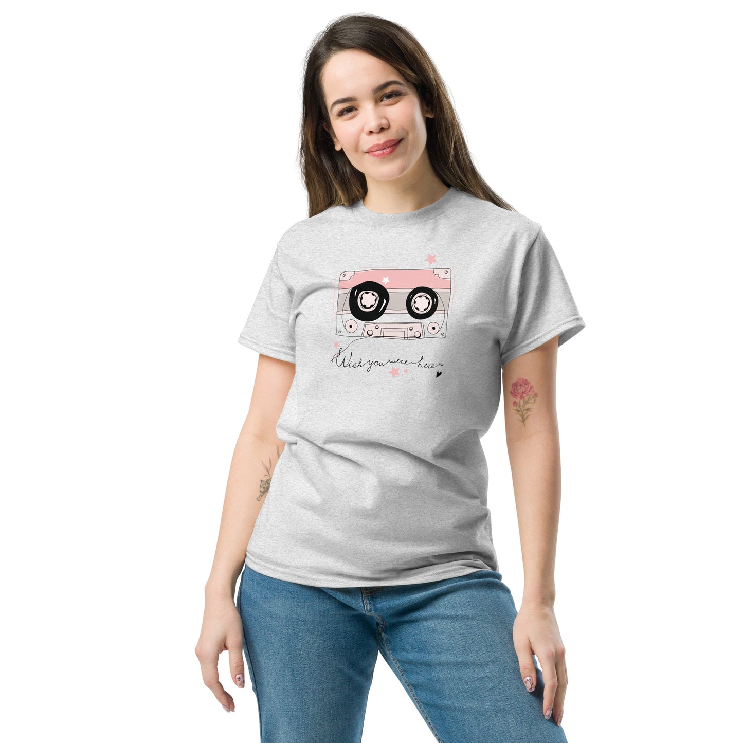 Unisex klassiek t-shirt - MUZIEKTAPE WISH YOU WERE HERE - GROOT