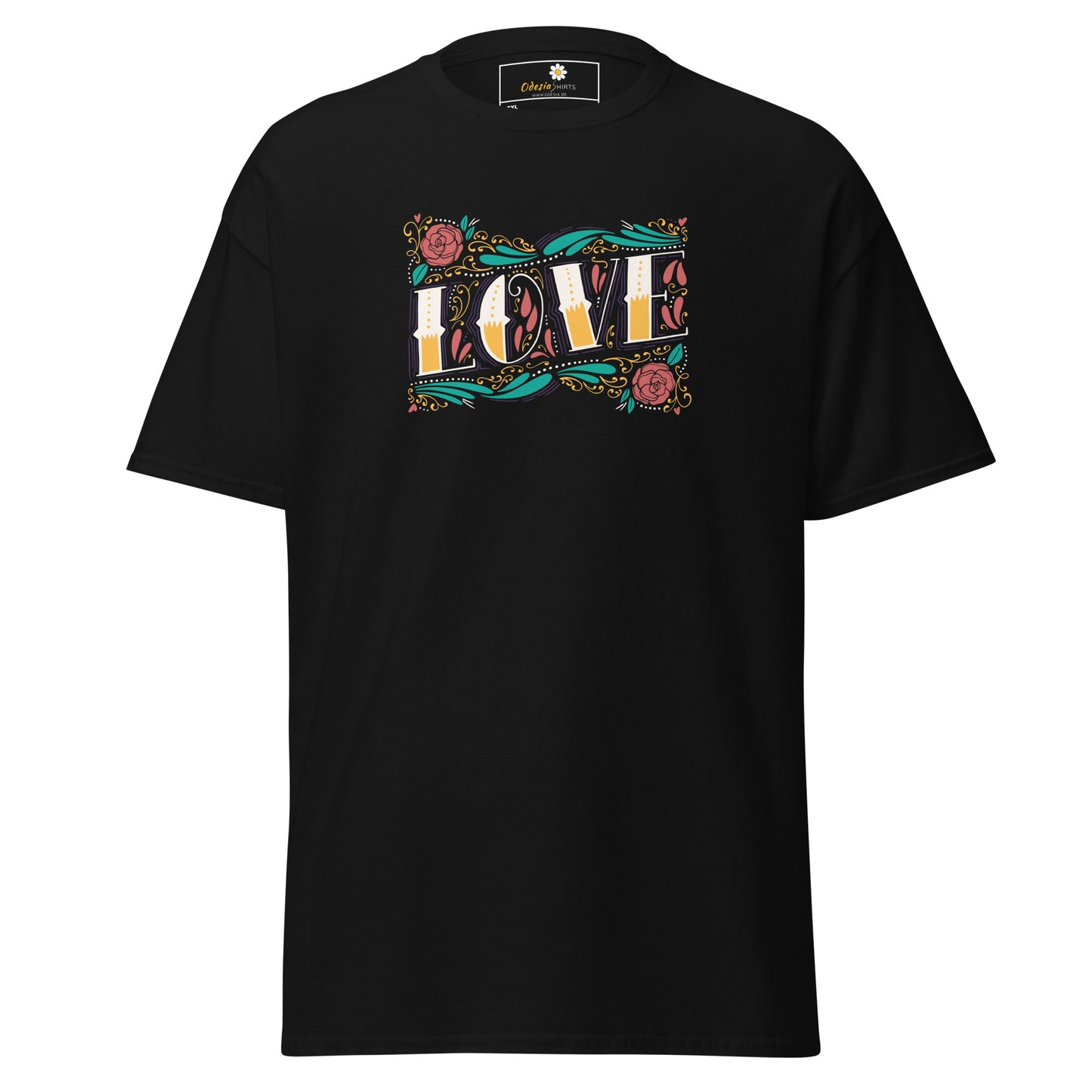 Unisex classic t-shirt - TEXT LOVE FLOWERS - BIG