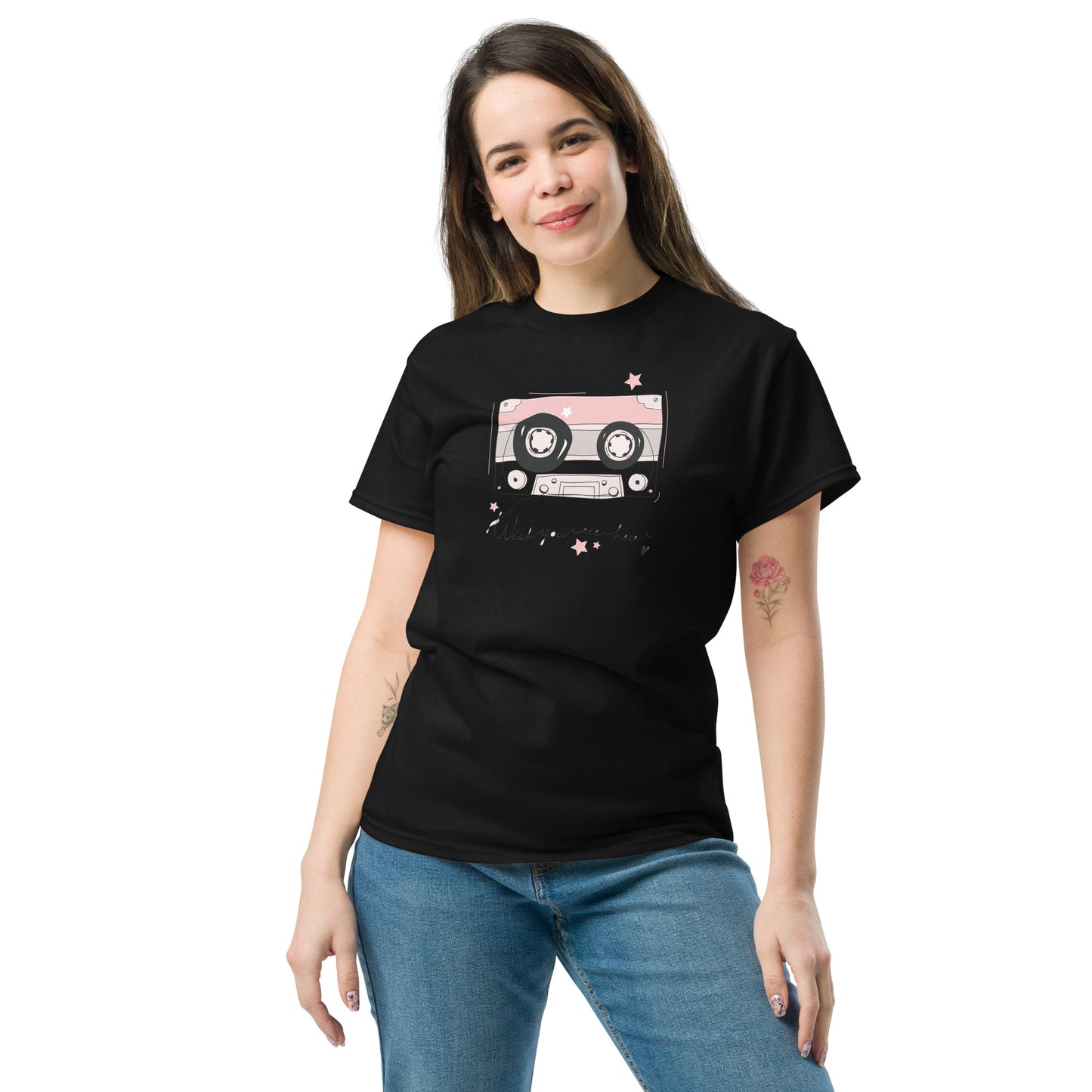 Unisex klassiek t-shirt - MUZIEKTAPE WISH YOU WERE HERE - GROOT
