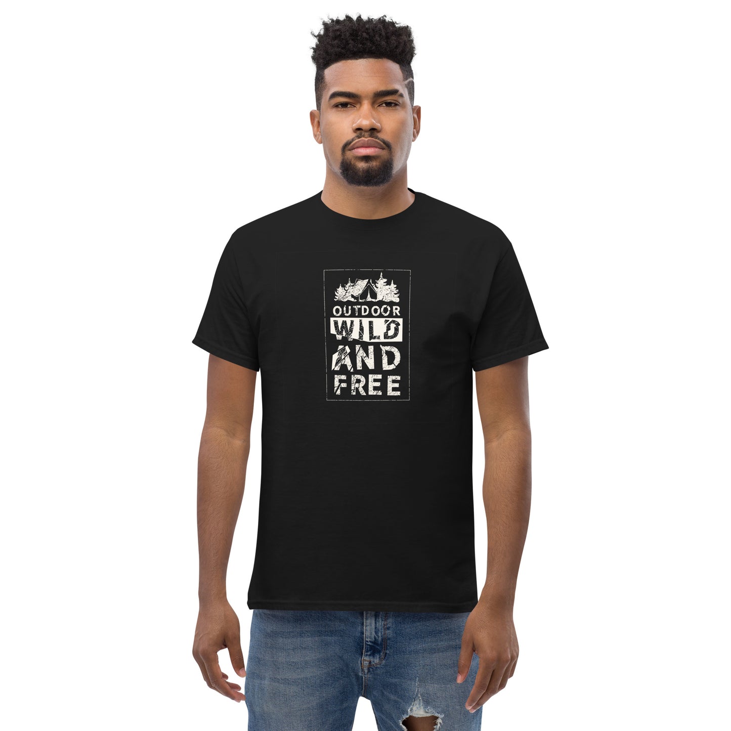 Unisex classic t-shirt - ADVENTURE OUTDOOR WILD AND FREE - BIG