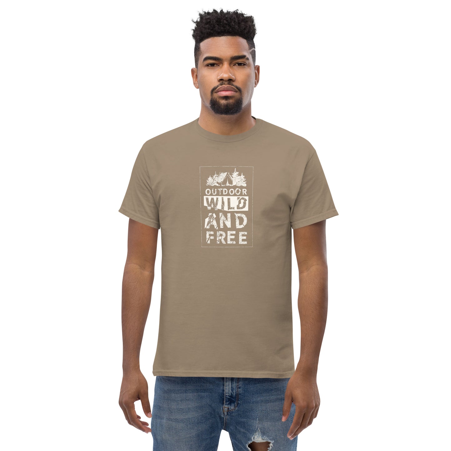 Unisex classic t-shirt - ADVENTURE OUTDOOR WILD AND FREE - BIG