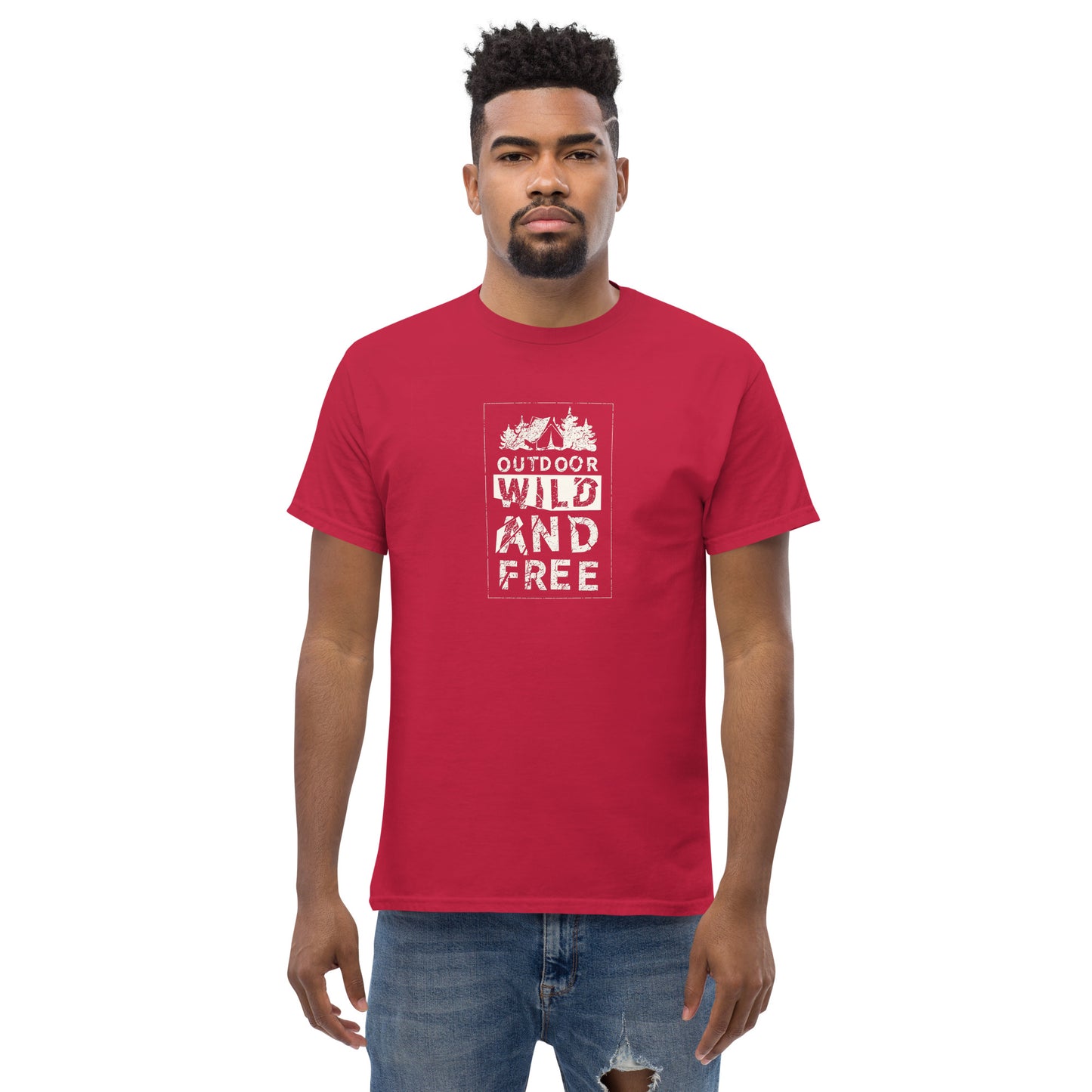 Unisex classic t-shirt - ADVENTURE OUTDOOR WILD AND FREE - BIG