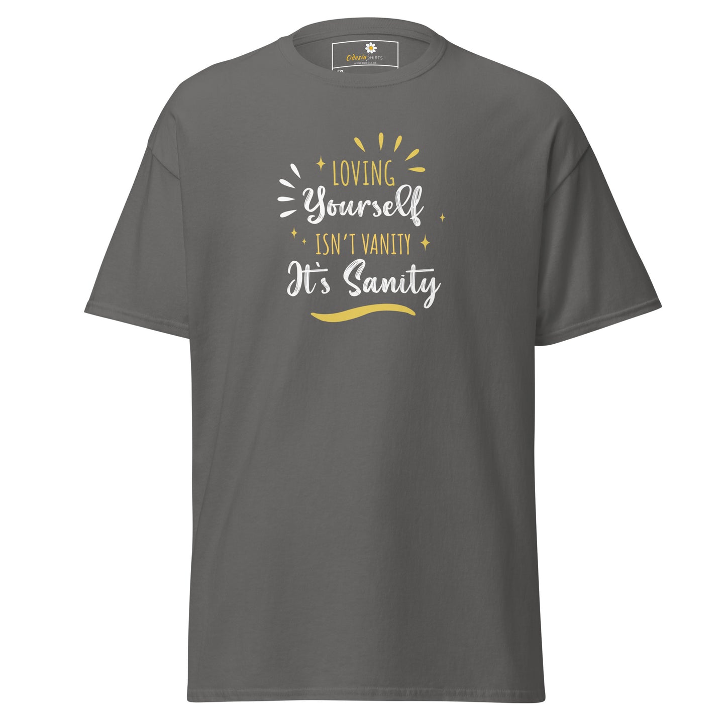 T-shirt classique pour homme - Texte : LOVING YOURSELF SANITY - GRAND