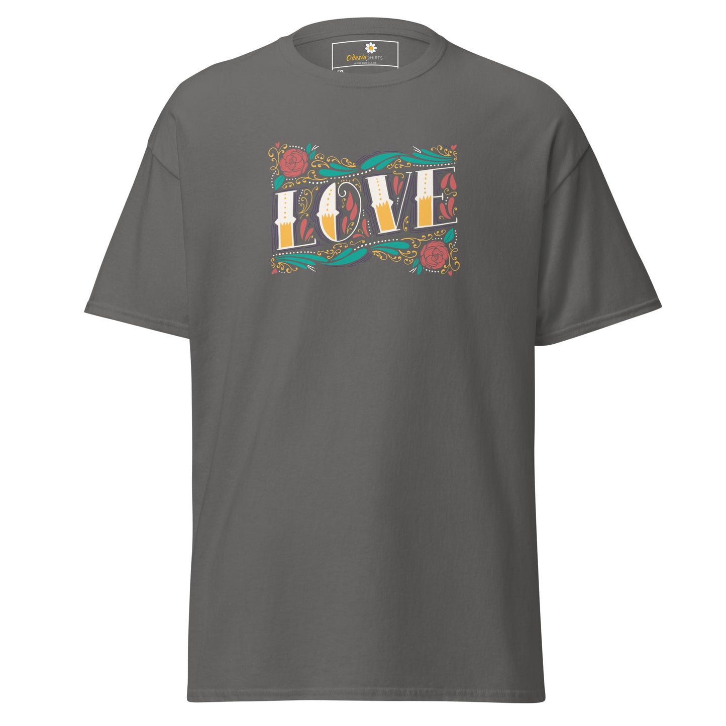 Unisex classic t-shirt - TEXT LOVE FLOWERS - BIG