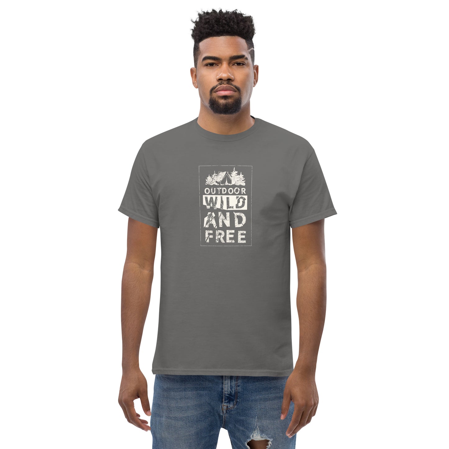 Unisex classic t-shirt - ADVENTURE OUTDOOR WILD AND FREE - BIG