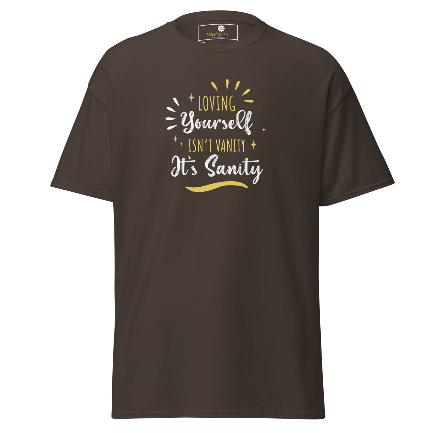 T-shirt classique pour homme - Texte : LOVING YOURSELF SANITY - GRAND