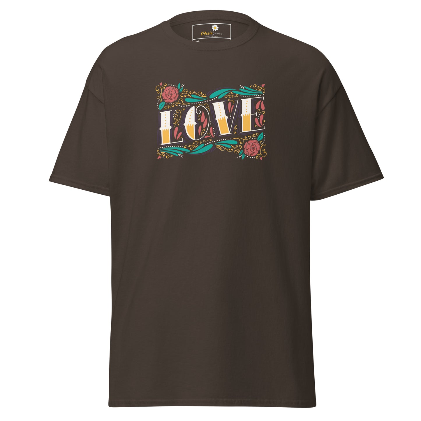 Unisex classic t-shirt - TEXT LOVE FLOWERS - BIG
