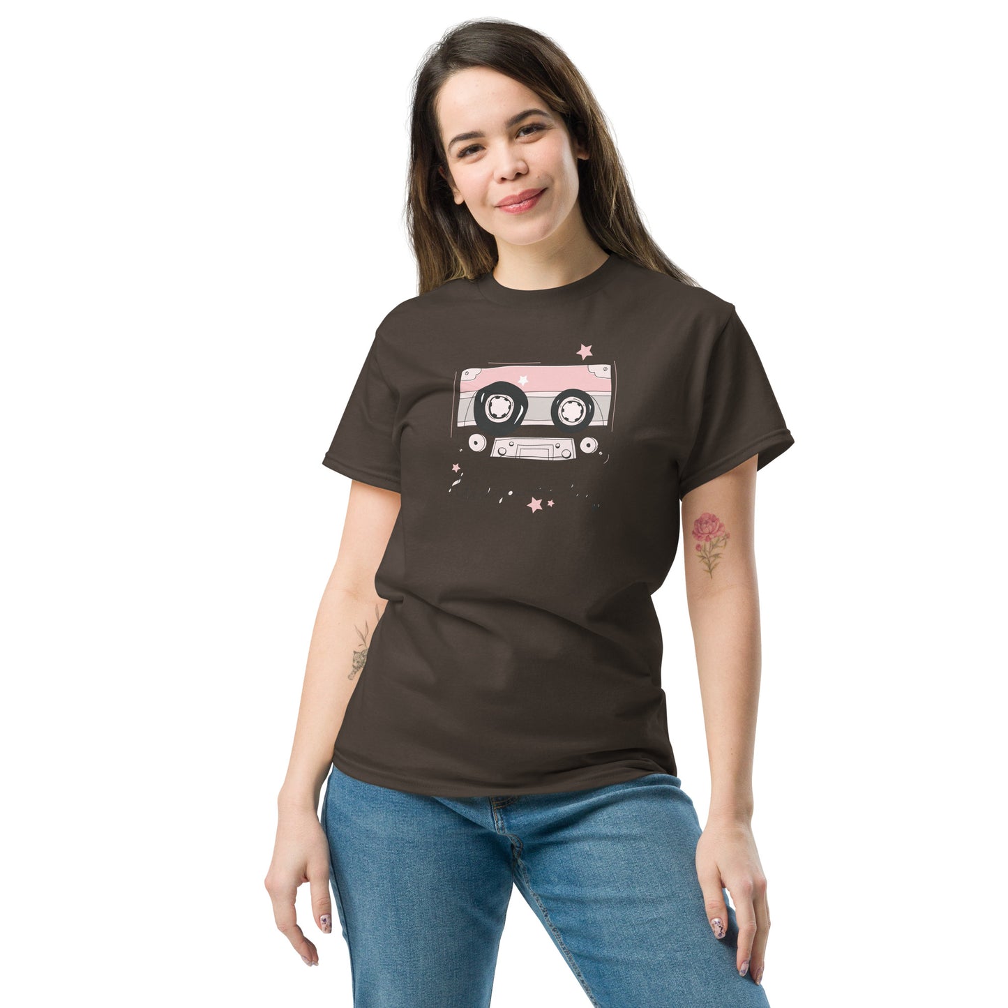 Unisex klassiek t-shirt - MUZIEKTAPE WISH YOU WERE HERE - GROOT