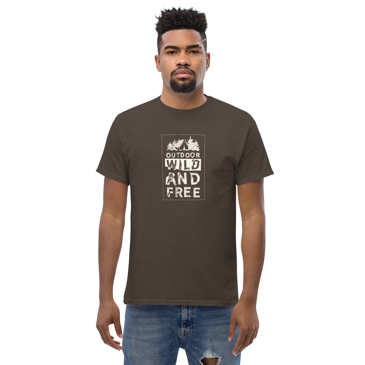 Unisex classic t-shirt - ADVENTURE OUTDOOR WILD AND FREE - BIG
