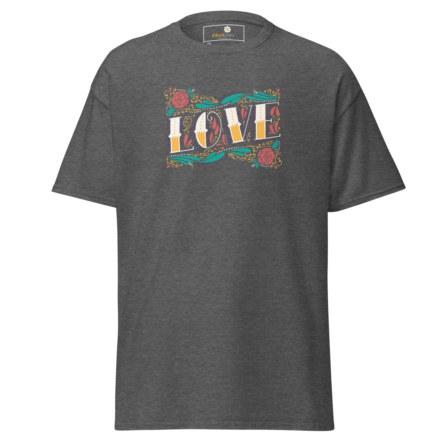 Unisex classic t-shirt - TEXT LOVE FLOWERS - BIG