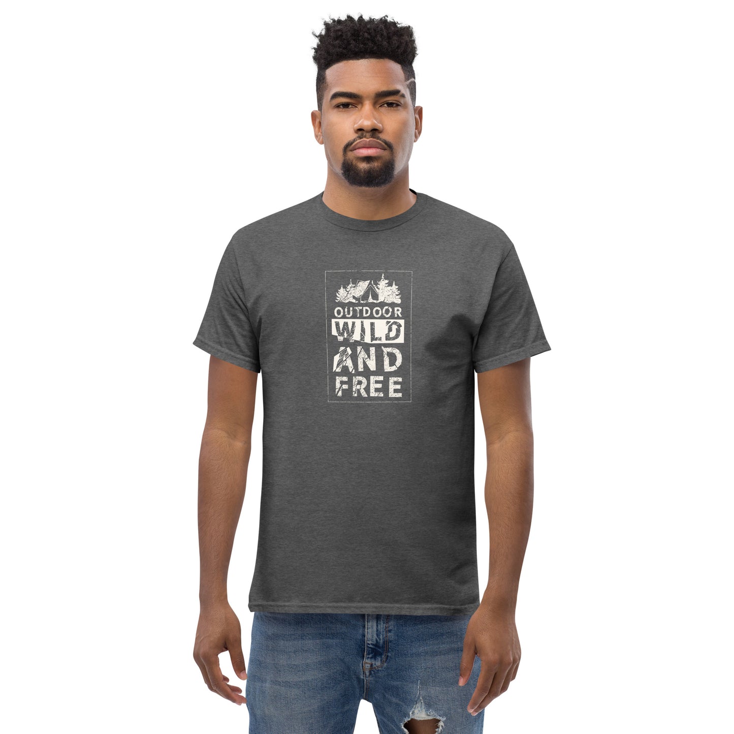 Unisex classic t-shirt - ADVENTURE OUTDOOR WILD AND FREE - BIG