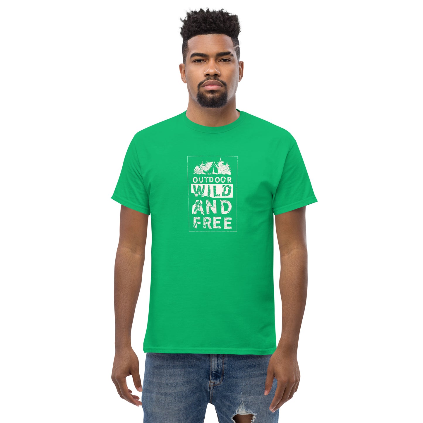 Unisex classic t-shirt - ADVENTURE OUTDOOR WILD AND FREE - BIG