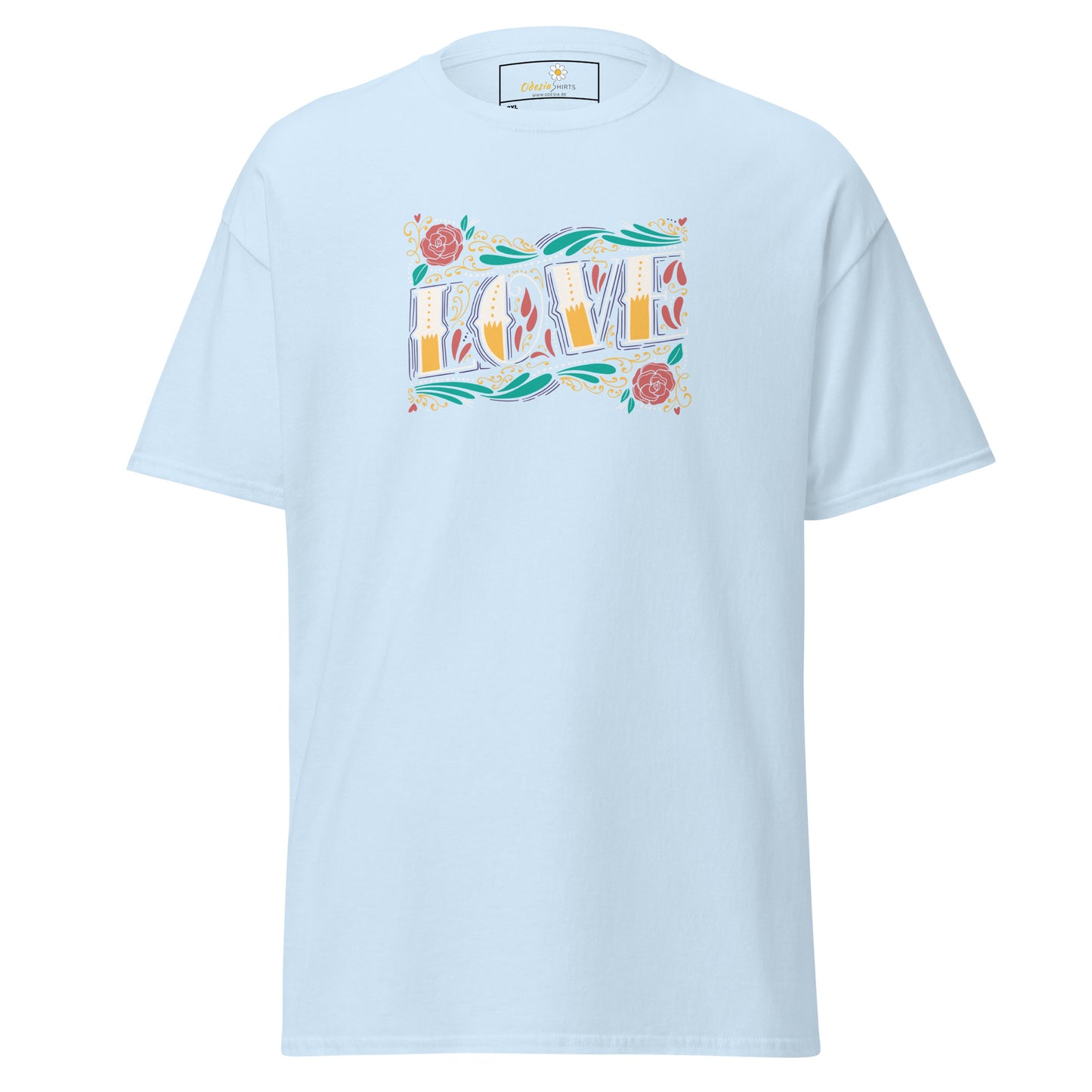 Unisex classic t-shirt - TEXT LOVE FLOWERS - BIG