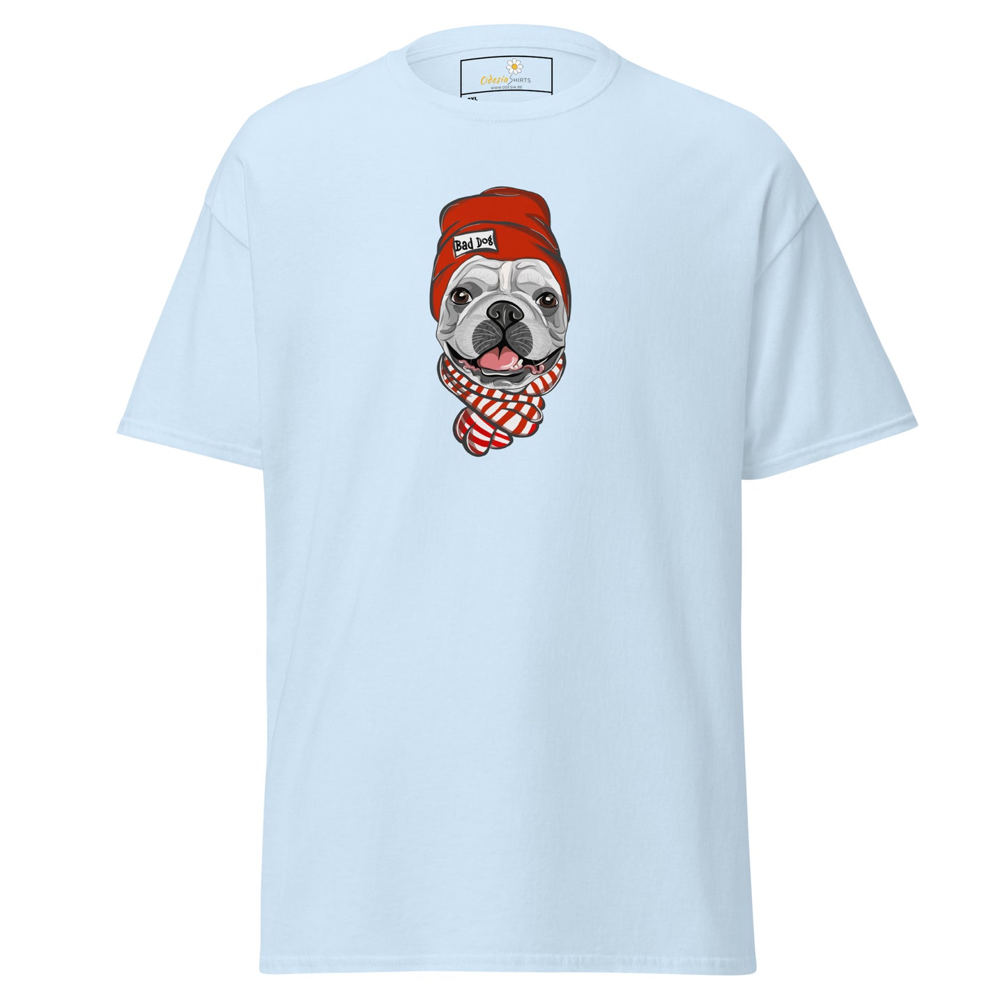 T-shirt classique unisexe - ANIMAUX AMUSANTS TÊTE DE CHIEN CHAPEAU ROUGE - GRAND