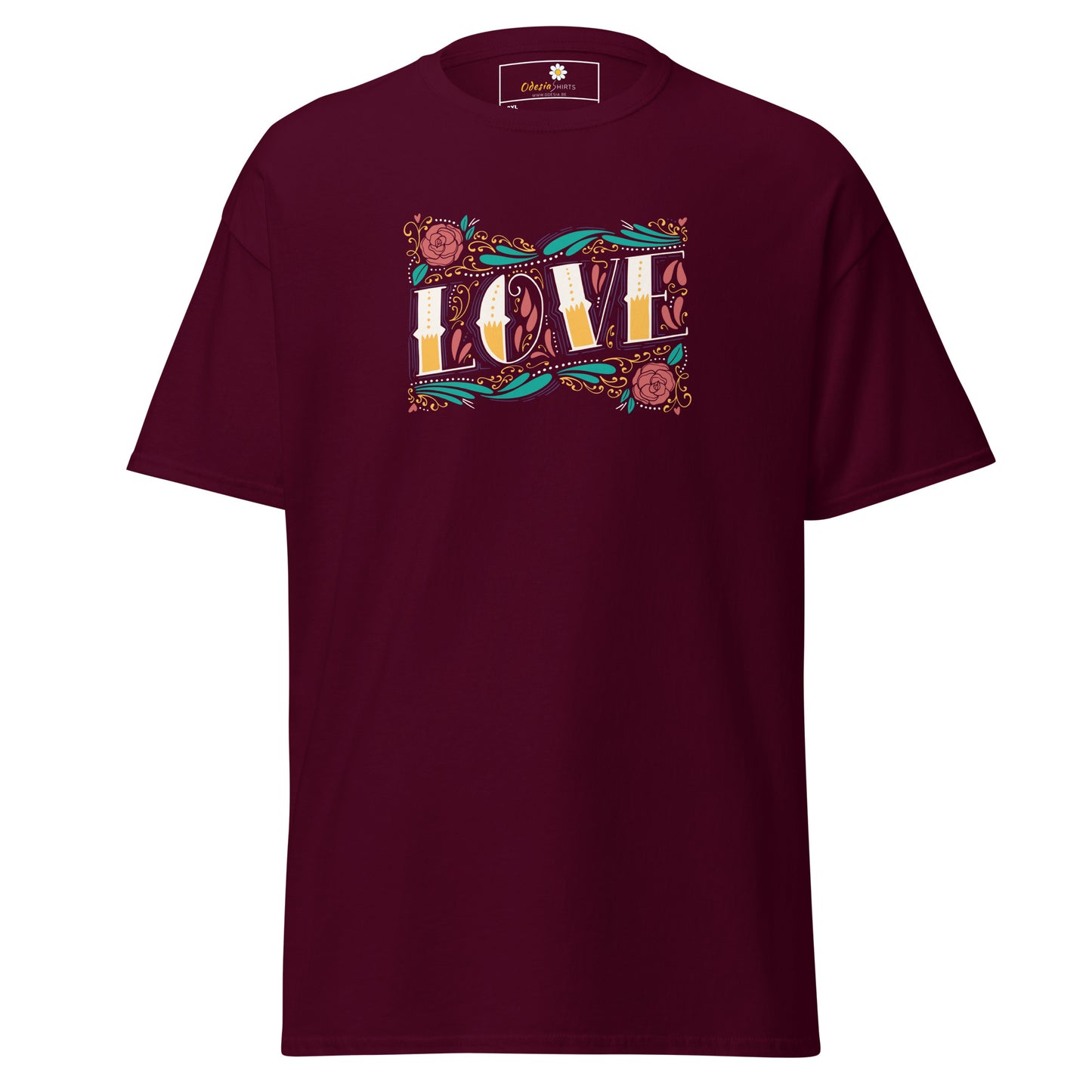 Unisex classic t-shirt - TEXT LOVE FLOWERS - BIG