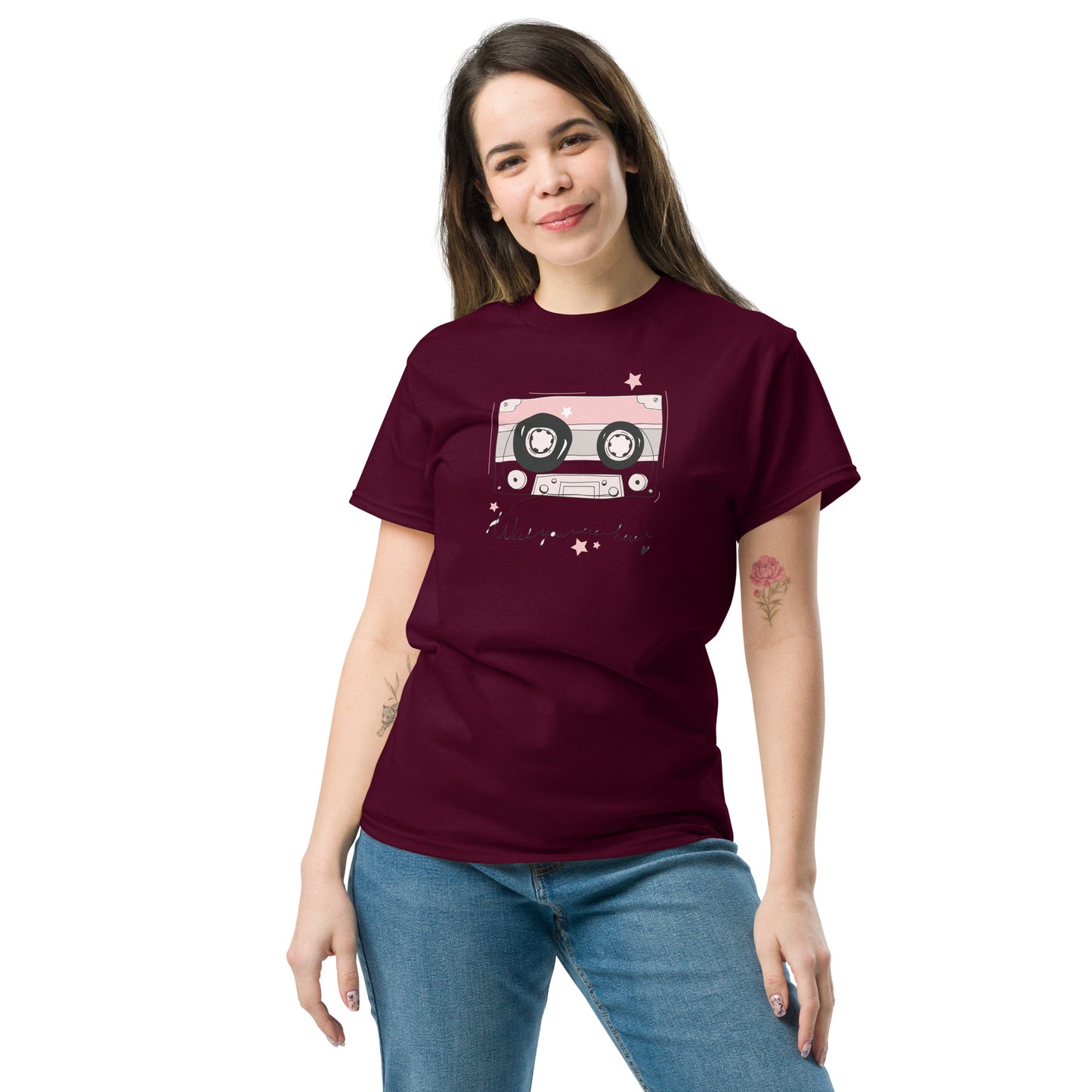 Unisex klassiek t-shirt - MUZIEKTAPE WISH YOU WERE HERE - GROOT