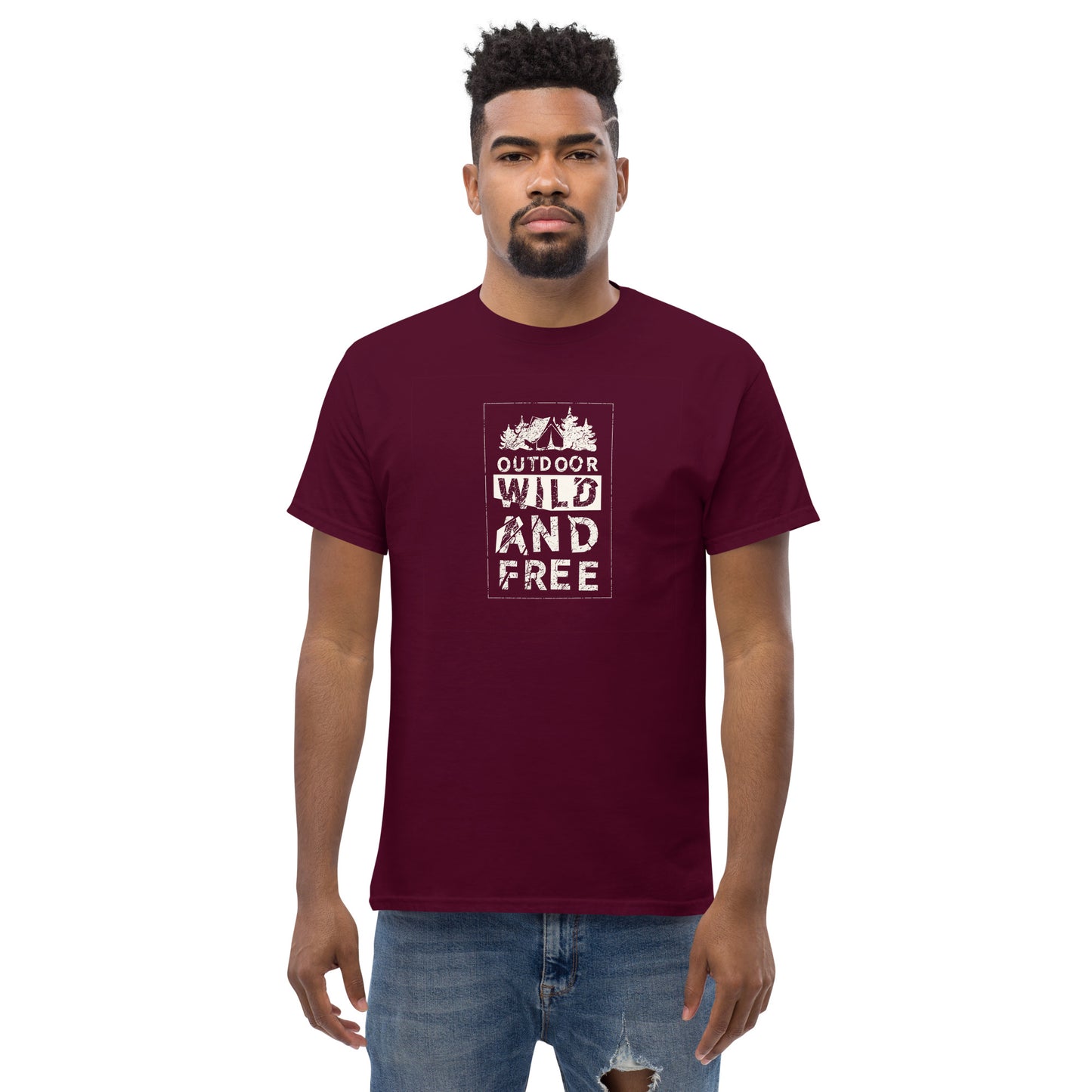 Unisex classic t-shirt - ADVENTURE OUTDOOR WILD AND FREE - BIG