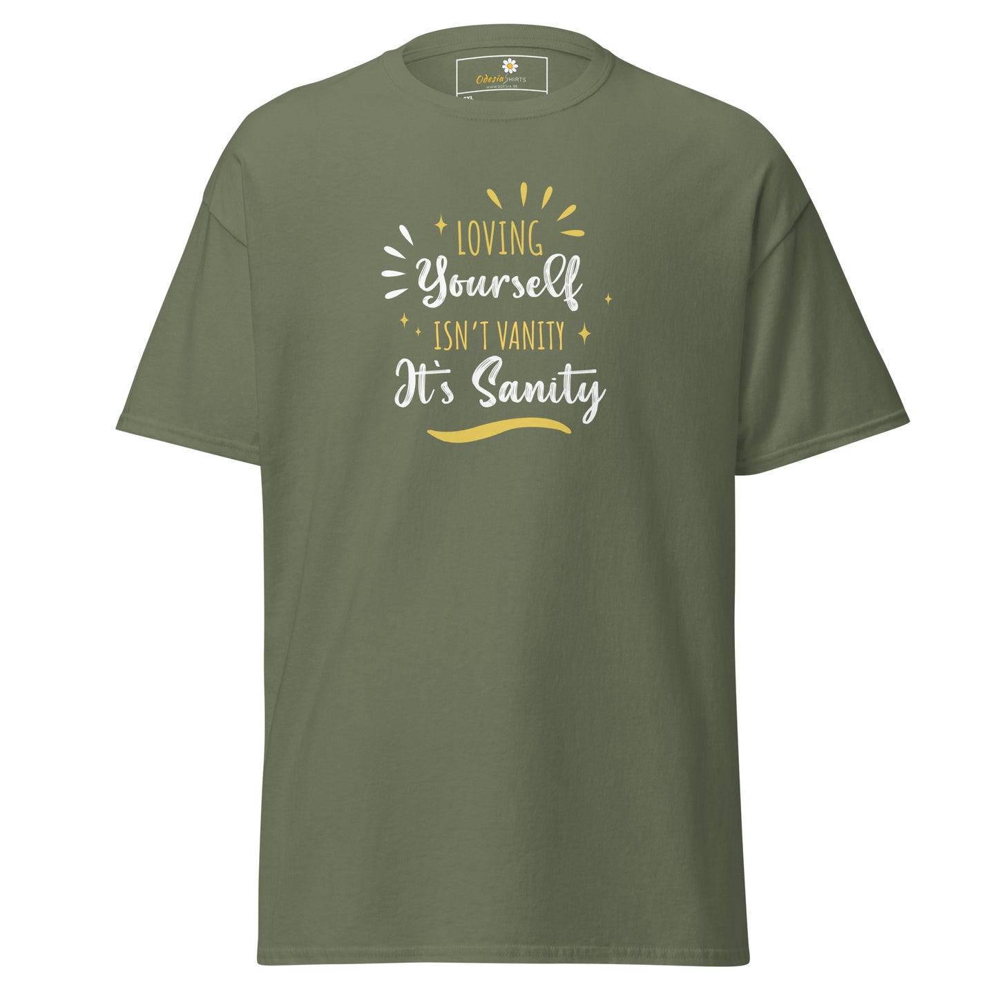 T-shirt classique pour homme - Texte : LOVING YOURSELF SANITY - GRAND