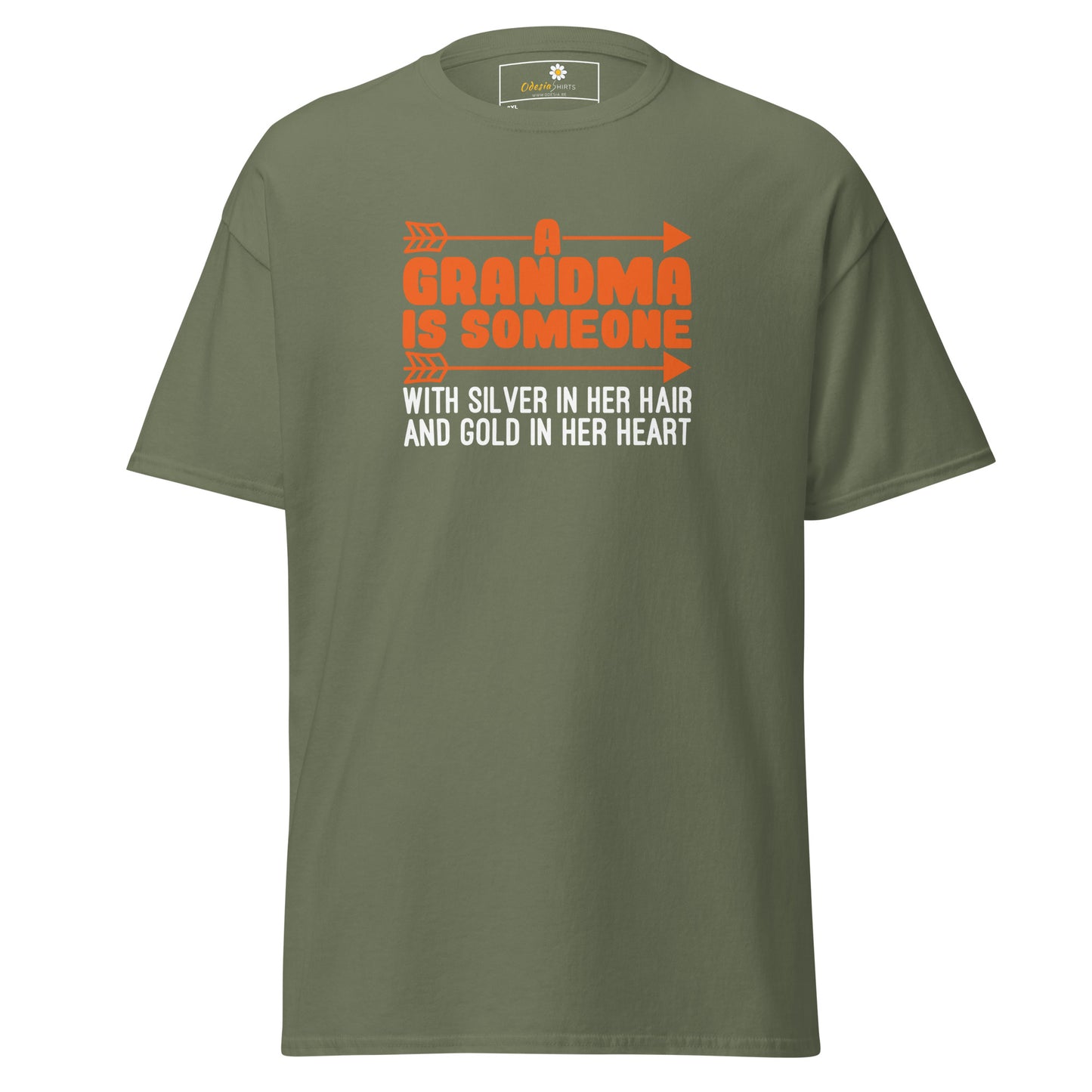 T-shirt classique homme - TEXT FUN GRANDMA SILVER HAIR GOLD HEART - BIG