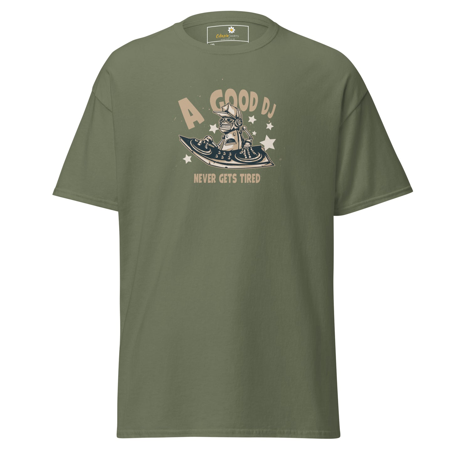 Unisex classic t-shirt - MUSIC A GOOD DJ NEVER TIRED - BIG