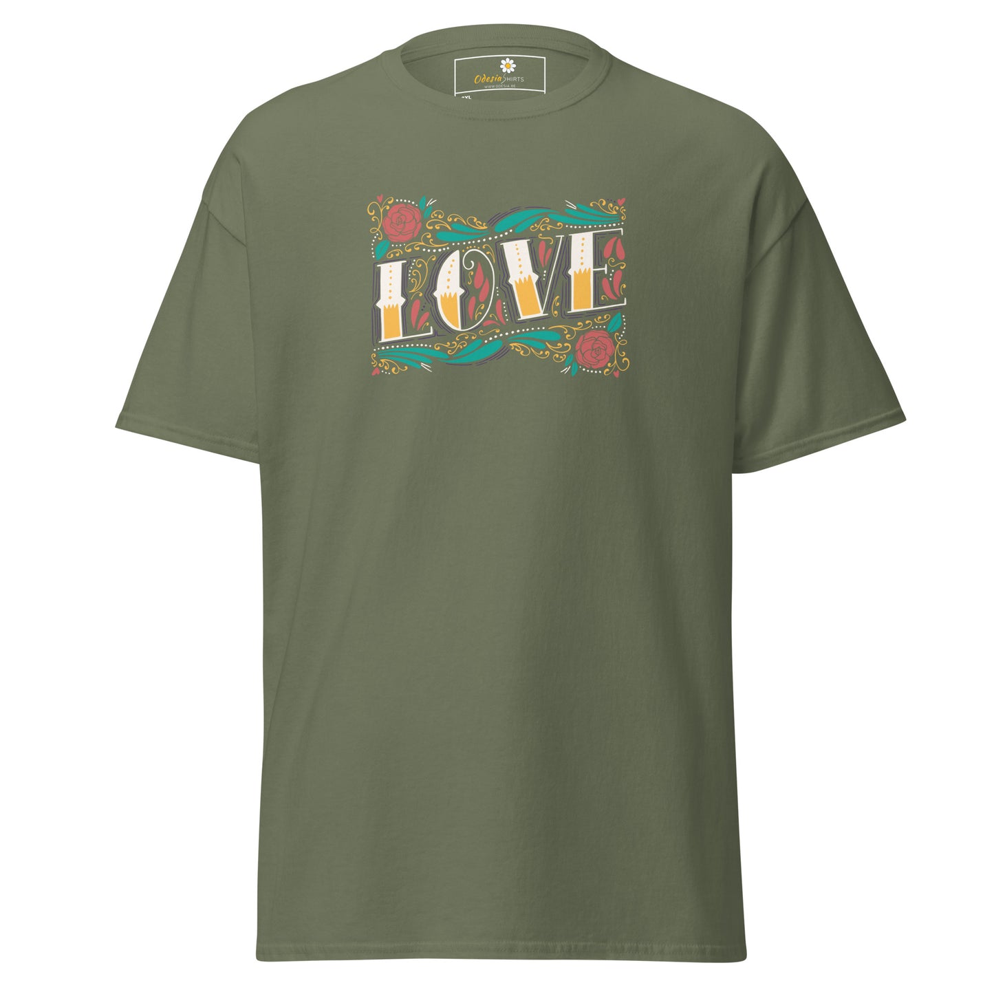 Unisex classic t-shirt - TEXT LOVE FLOWERS - BIG
