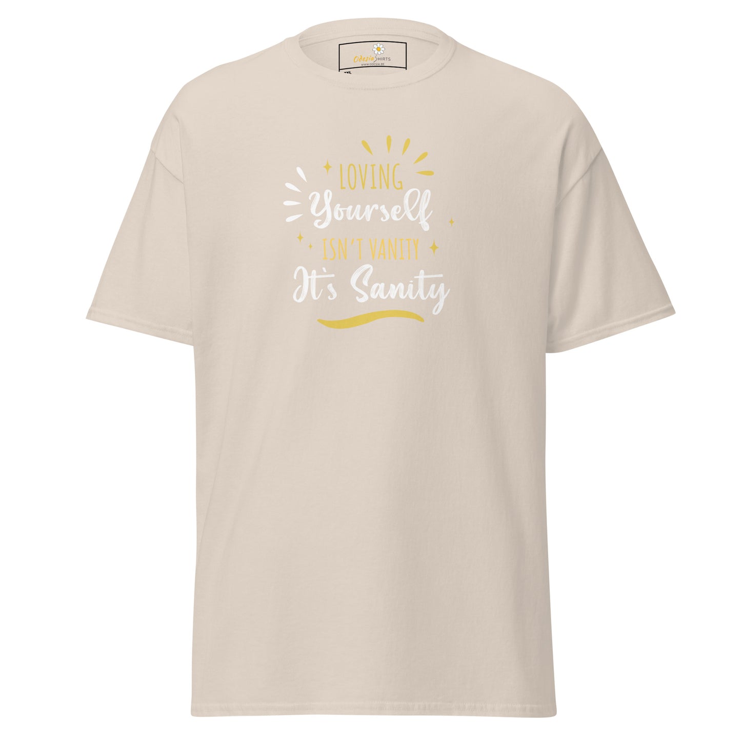 T-shirt classique pour homme - Texte : LOVING YOURSELF SANITY - GRAND