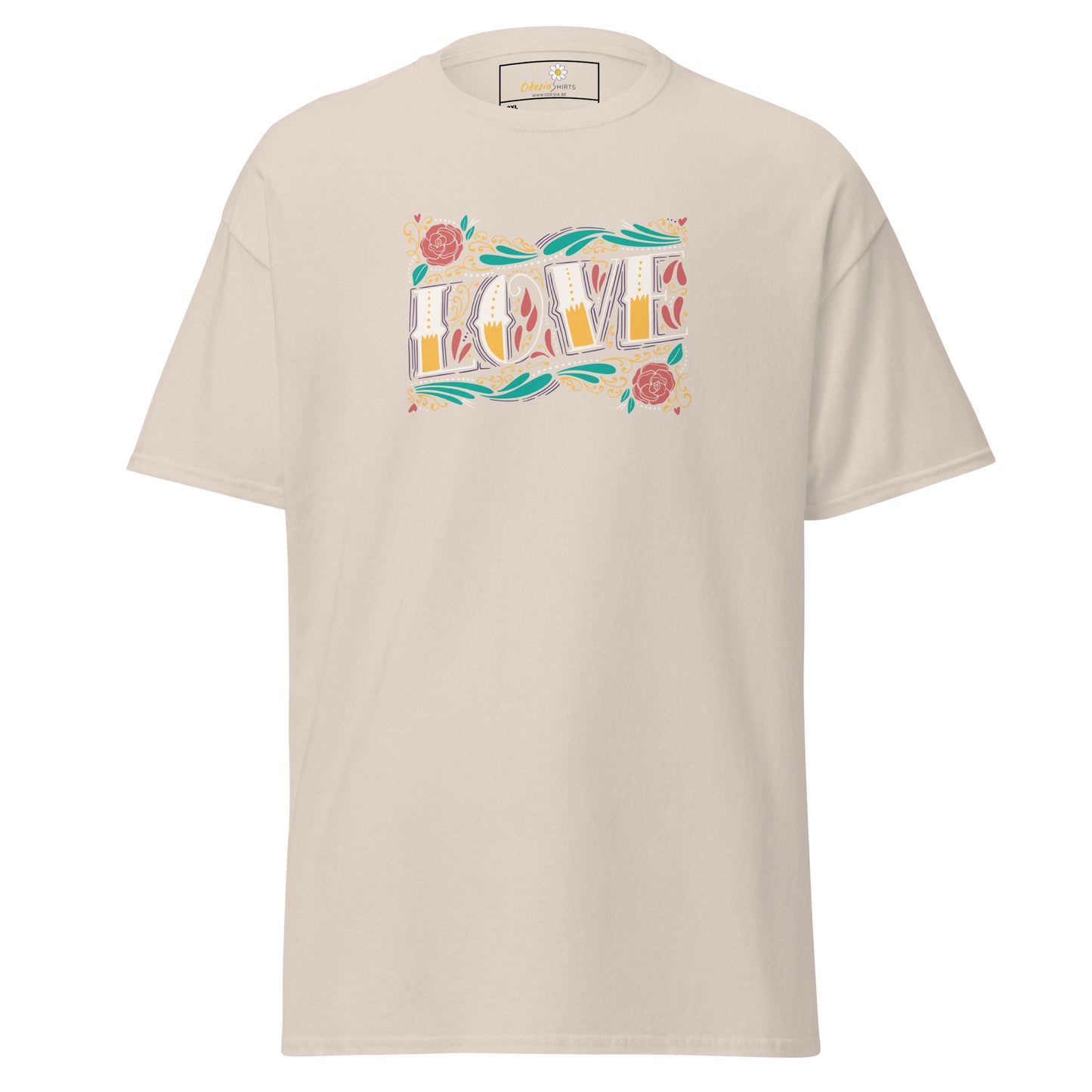 Unisex classic t-shirt - TEXT LOVE FLOWERS - BIG