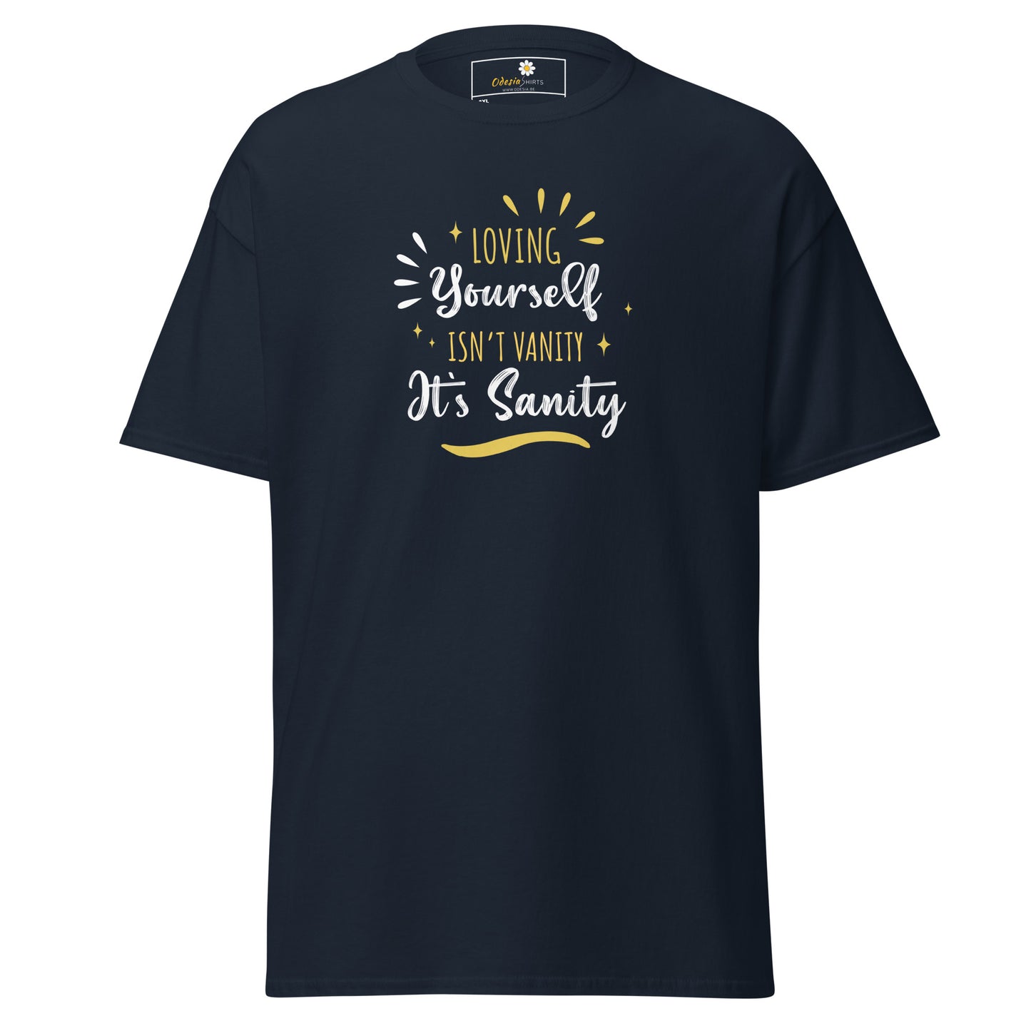 T-shirt classique pour homme - Texte : LOVING YOURSELF SANITY - GRAND