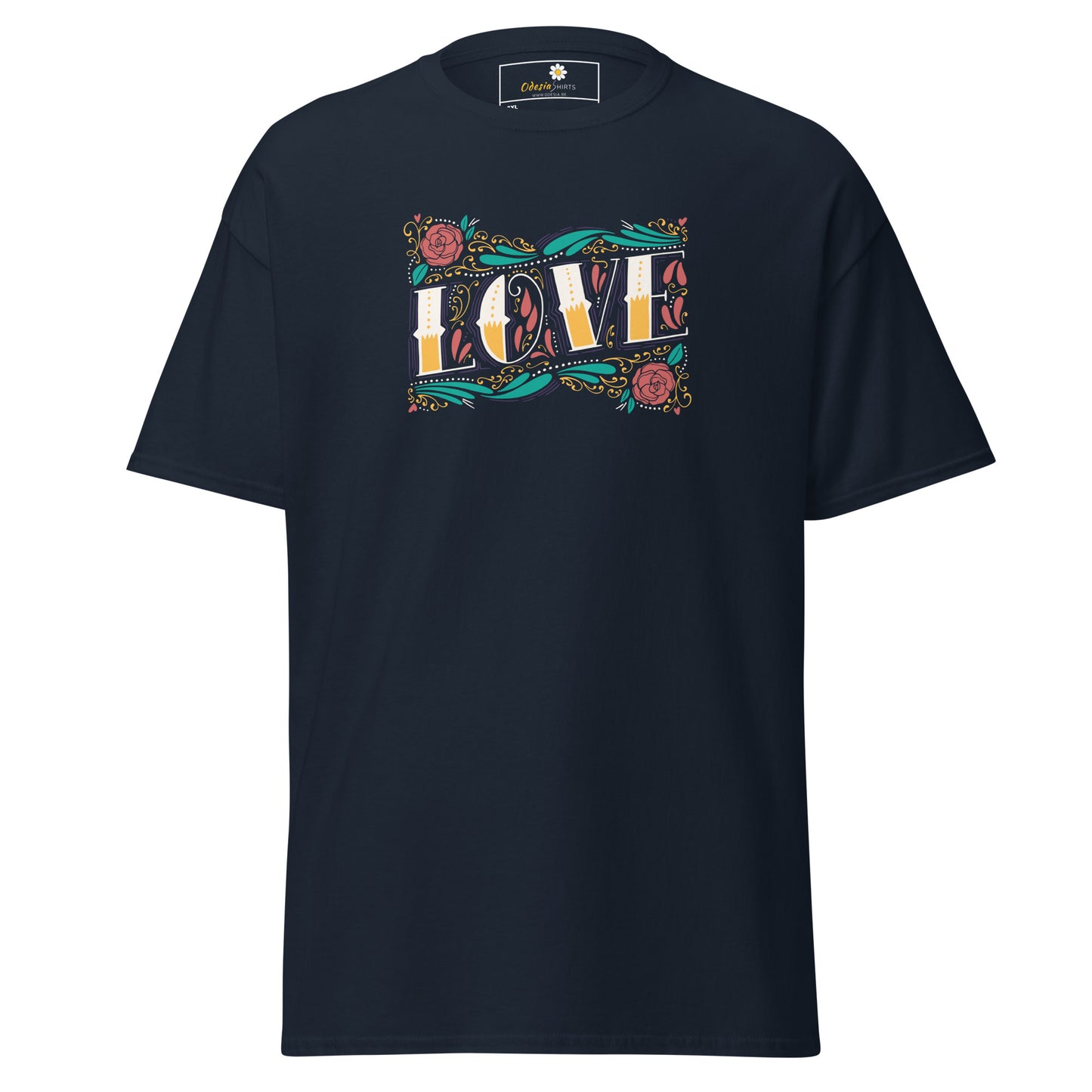 Unisex classic t-shirt - TEXT LOVE FLOWERS - BIG