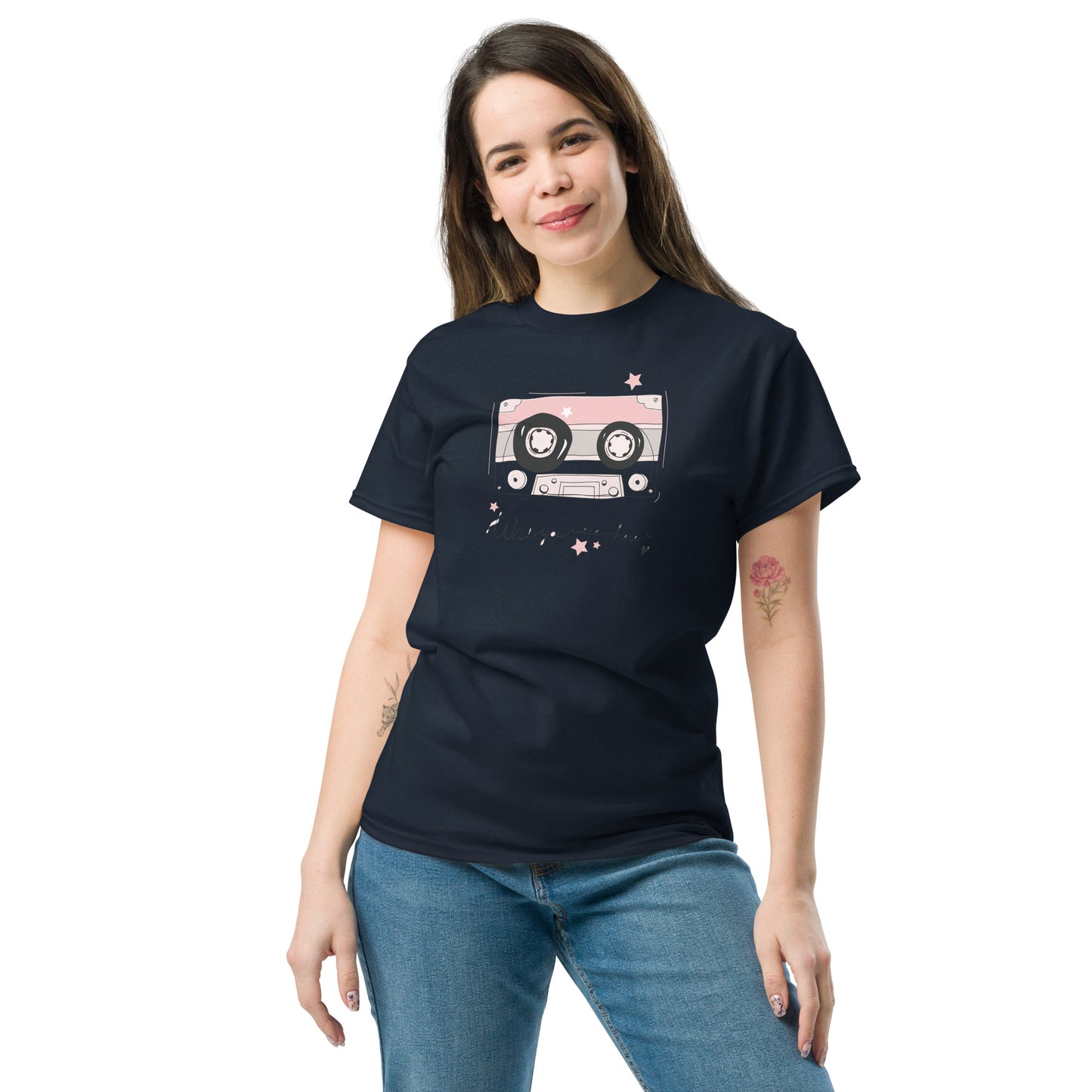 Unisex klassiek t-shirt - MUZIEKTAPE WISH YOU WERE HERE - GROOT