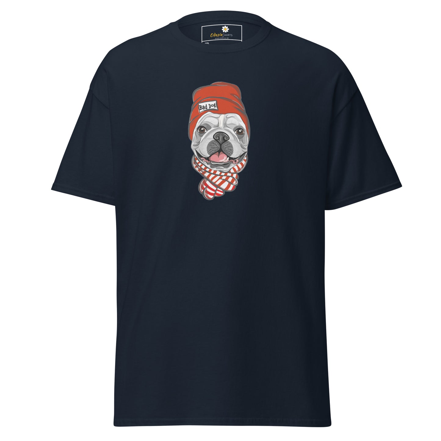 T-shirt classique unisexe - ANIMAUX AMUSANTS TÊTE DE CHIEN CHAPEAU ROUGE - GRAND