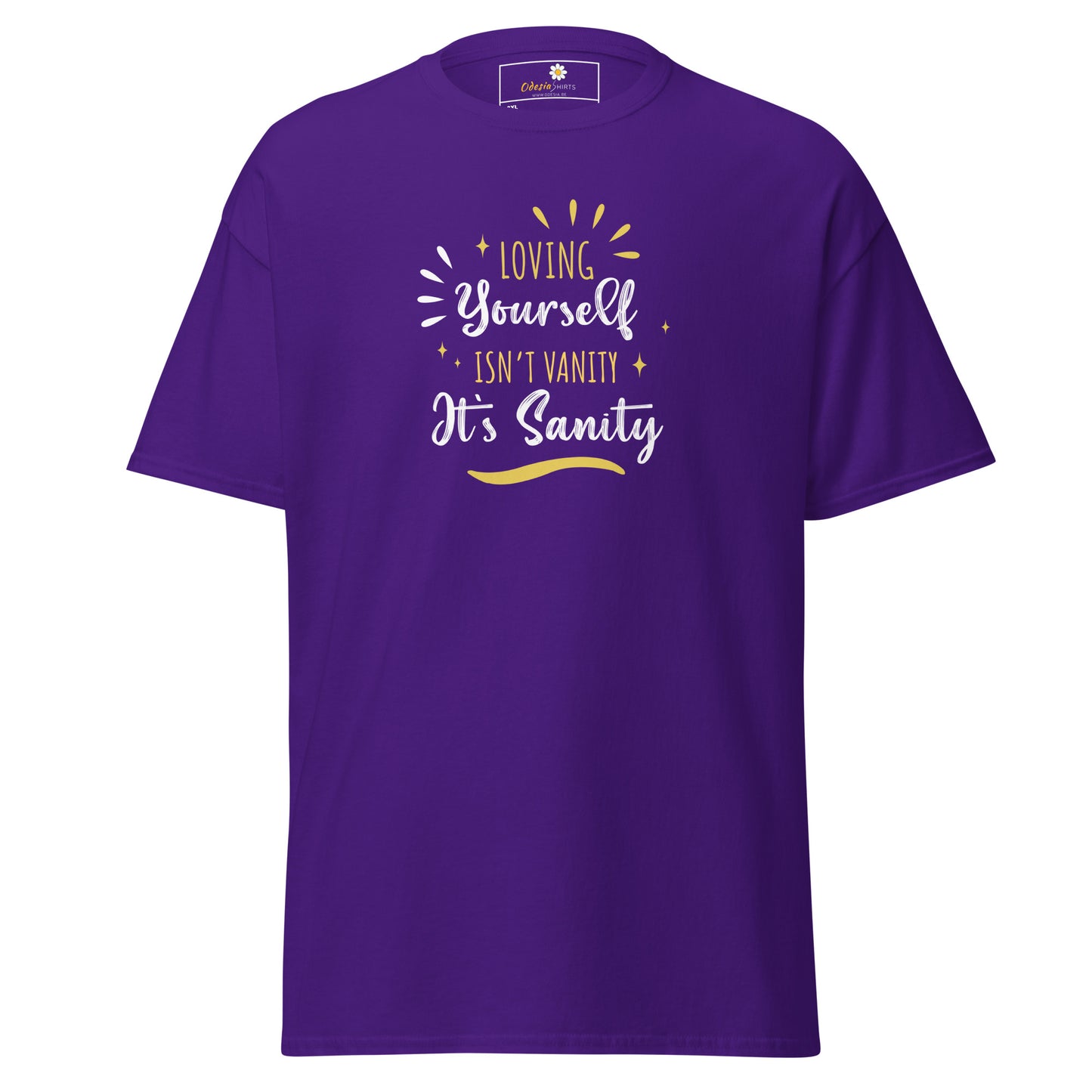 T-shirt classique pour homme - Texte : LOVING YOURSELF SANITY - GRAND