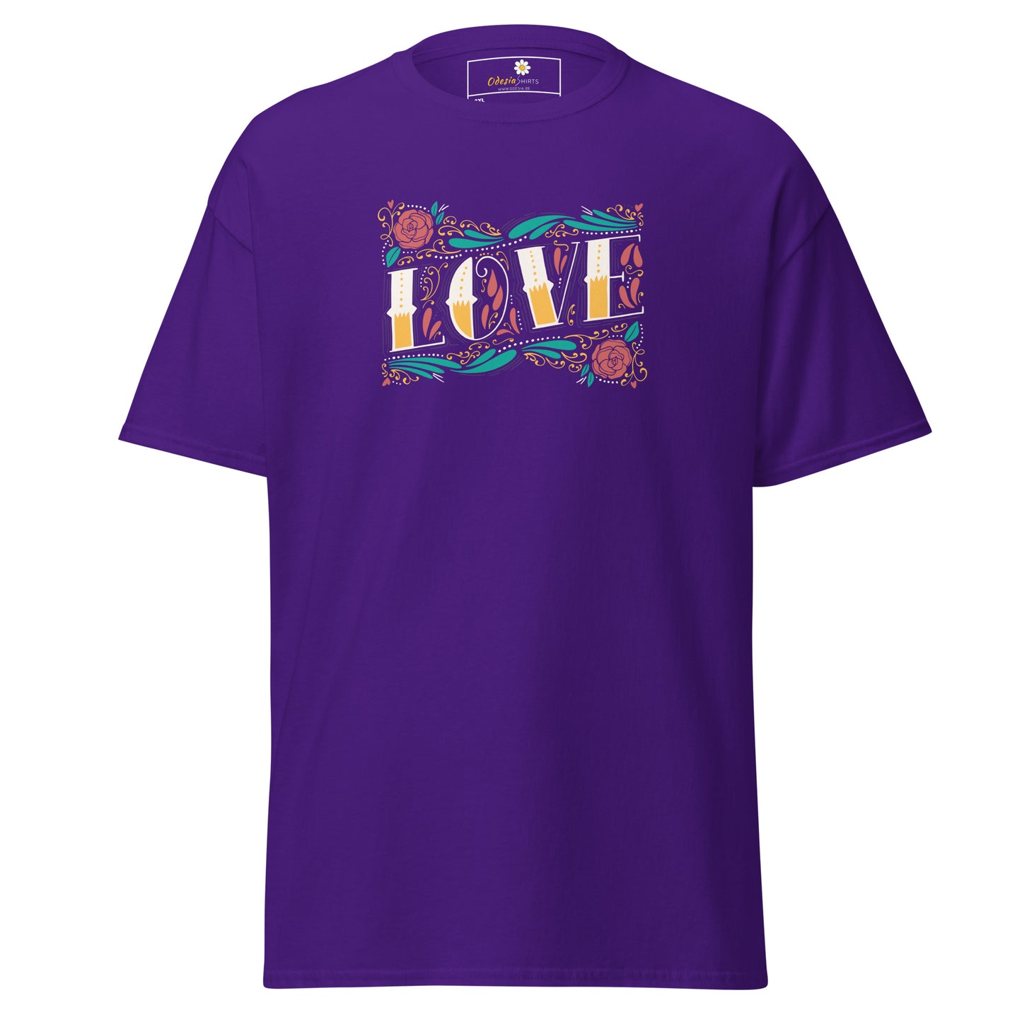 Unisex classic t-shirt - TEXT LOVE FLOWERS - BIG