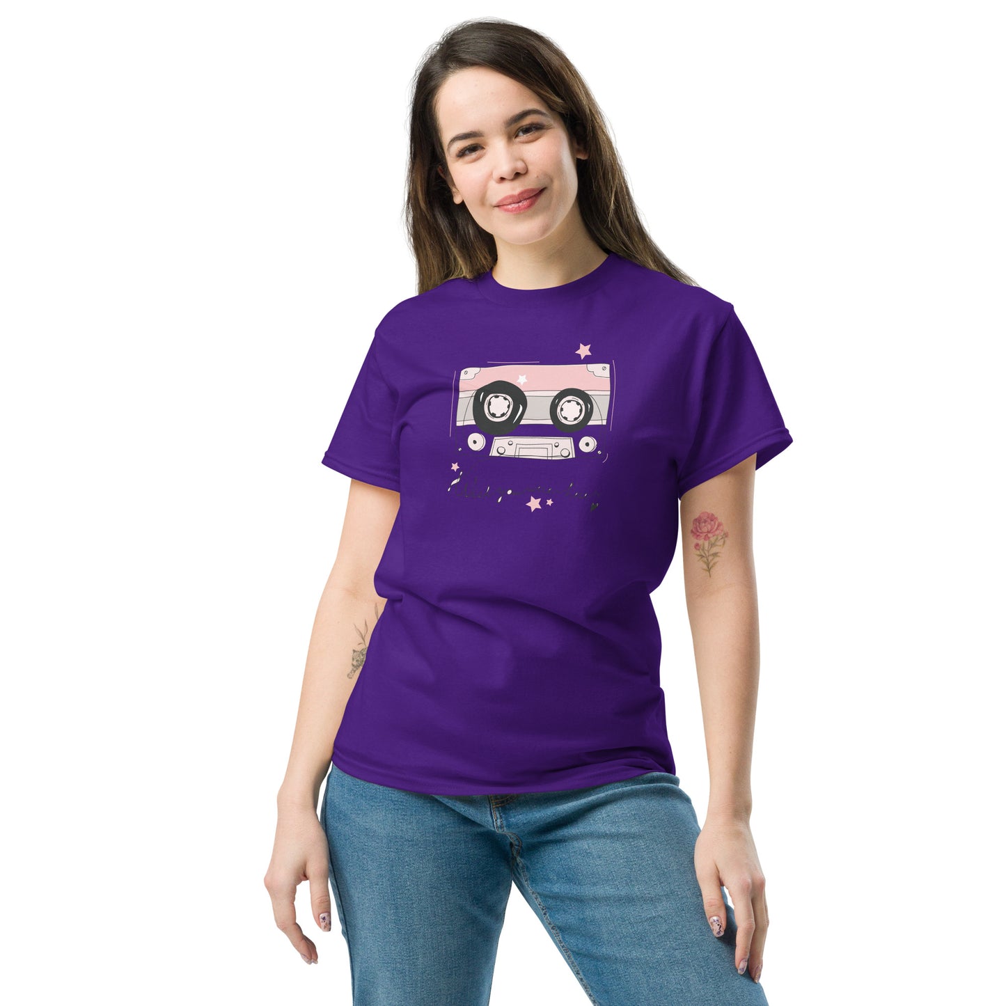 Unisex klassiek t-shirt - MUZIEKTAPE WISH YOU WERE HERE - GROOT