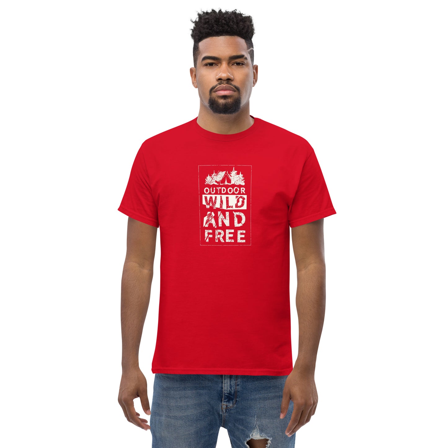 Unisex classic t-shirt - ADVENTURE OUTDOOR WILD AND FREE - BIG